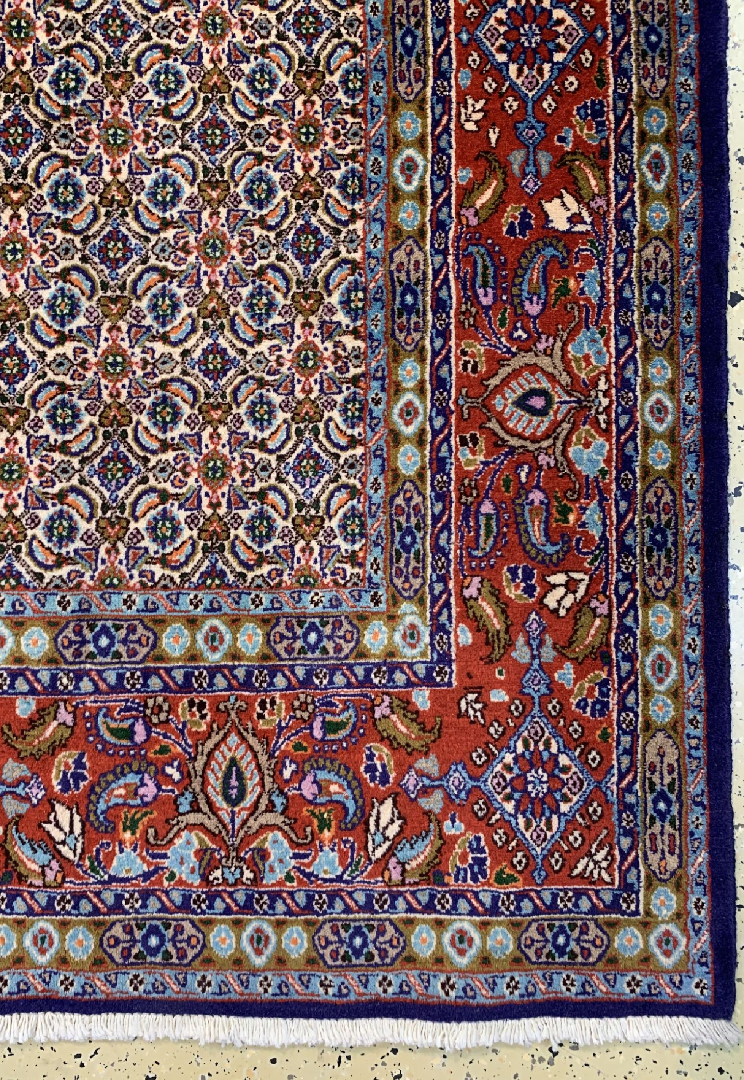 Detail a: Mud, Persien, ca. 40 Jahre, Wolle auf Baumwolle, ca. 295 x 201 cm, EHZ: 1-2