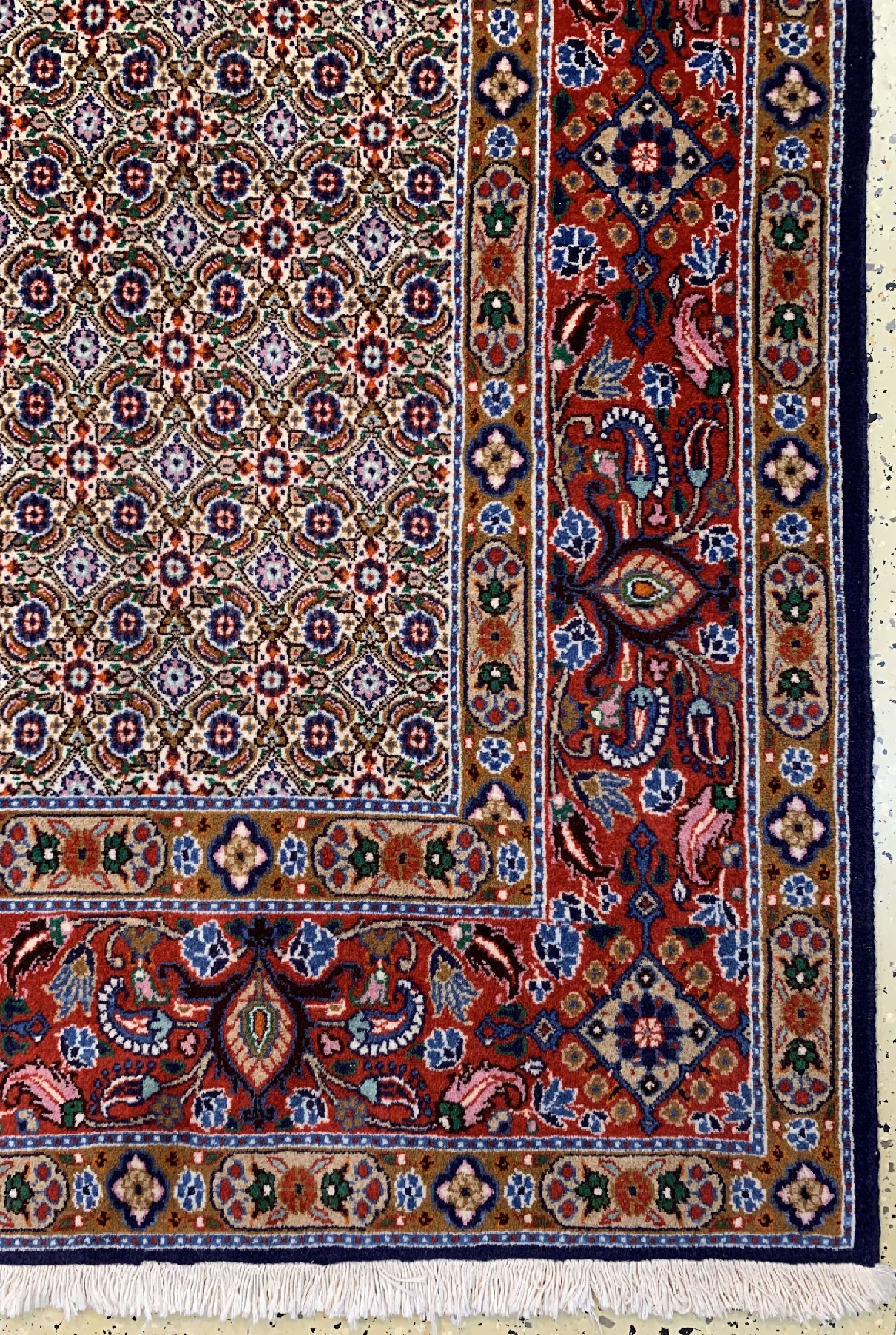 Detail a: Mud, Persien, ca. 40 Jahre, Wolle auf Baumwolle, ca. 290 x 195 cm, EHZ: 1-2