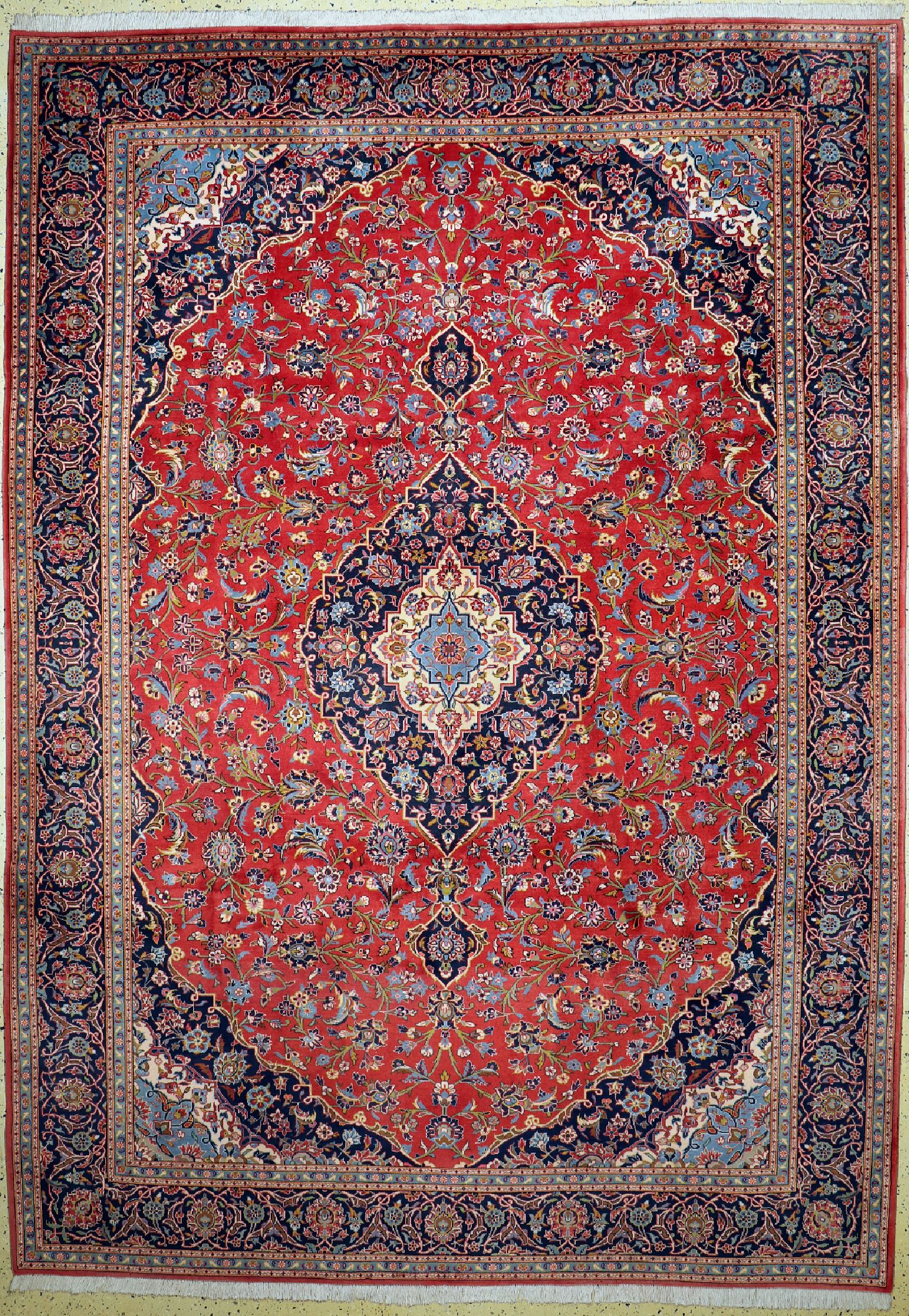 Keschan Kork fein, Persien, ca. 40 Jahre, Korkwolle auf Baumwolle, ca. 364 x 255 cm, EHZ: 1-2
