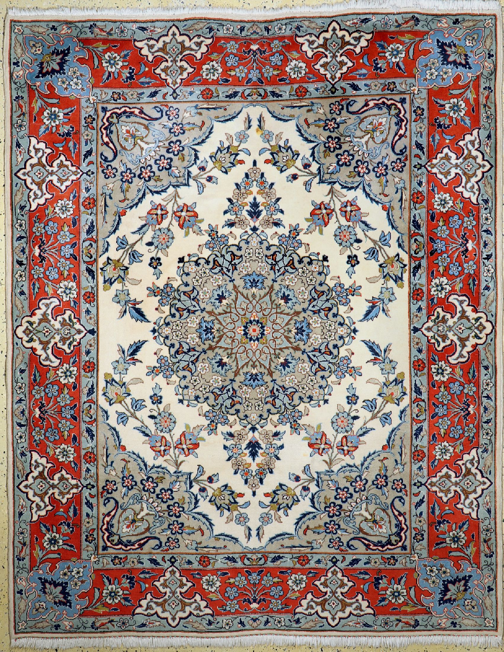Yazd, Persien, ca. 40 Jahre, Wolle auf Baumwolle, ca. 250 x 200 cm, EHZ:1-2(kleiner Fleck)