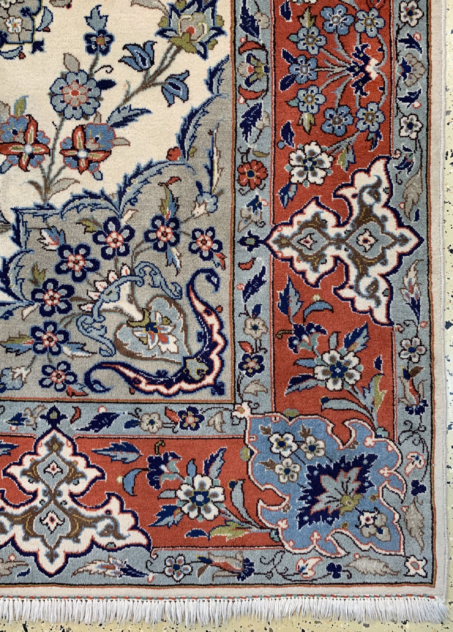 Detail a: Yazd, Persien, ca. 40 Jahre, Wolle auf Baumwolle, ca. 250 x 200 cm, EHZ:1-2(kleiner Fleck)