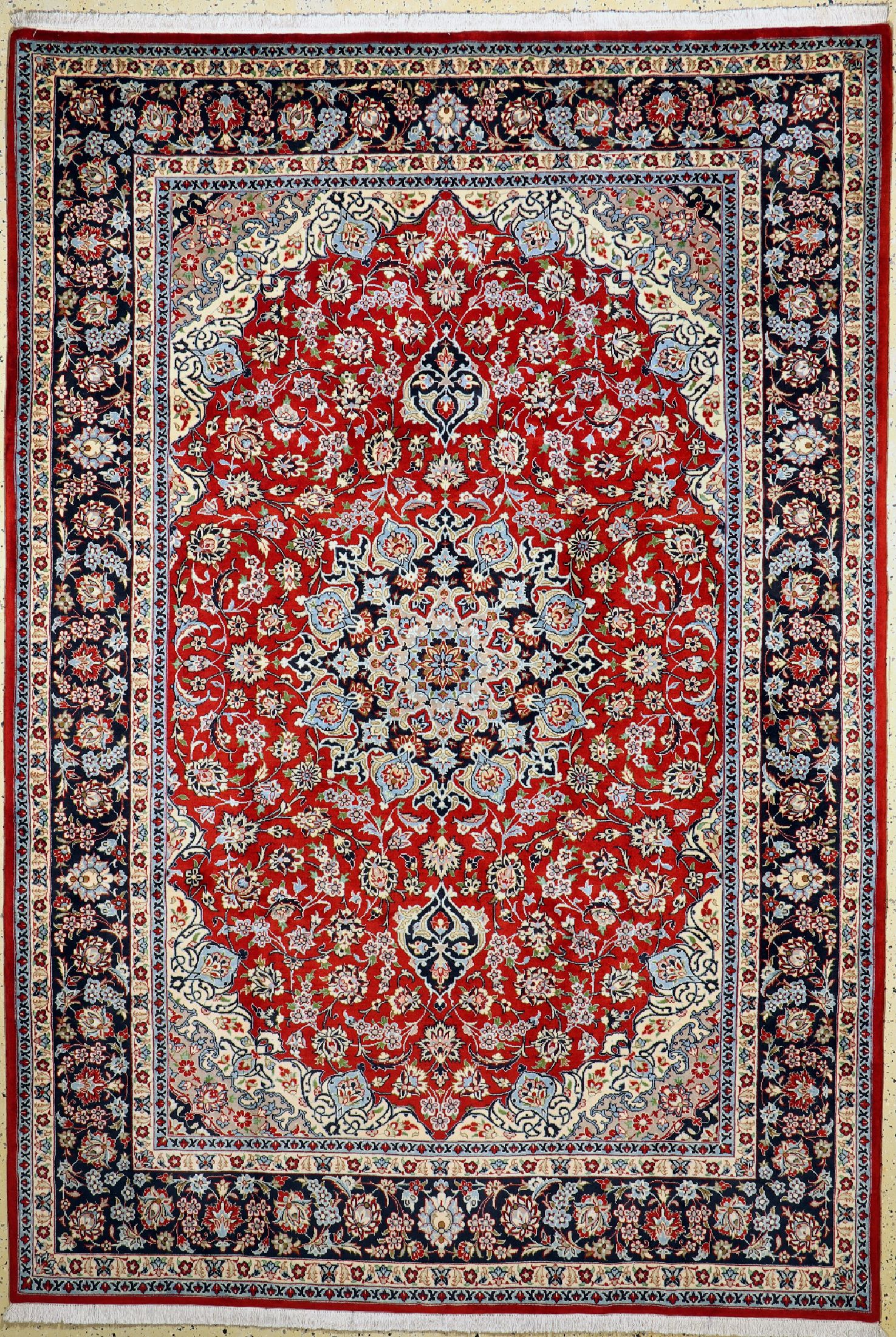 Yazd Kork fein, Persien, ca. 40 Jahre, Korkwolle auf Baumwolle, ca. 300 x 206 cm, EHZ: 1-2