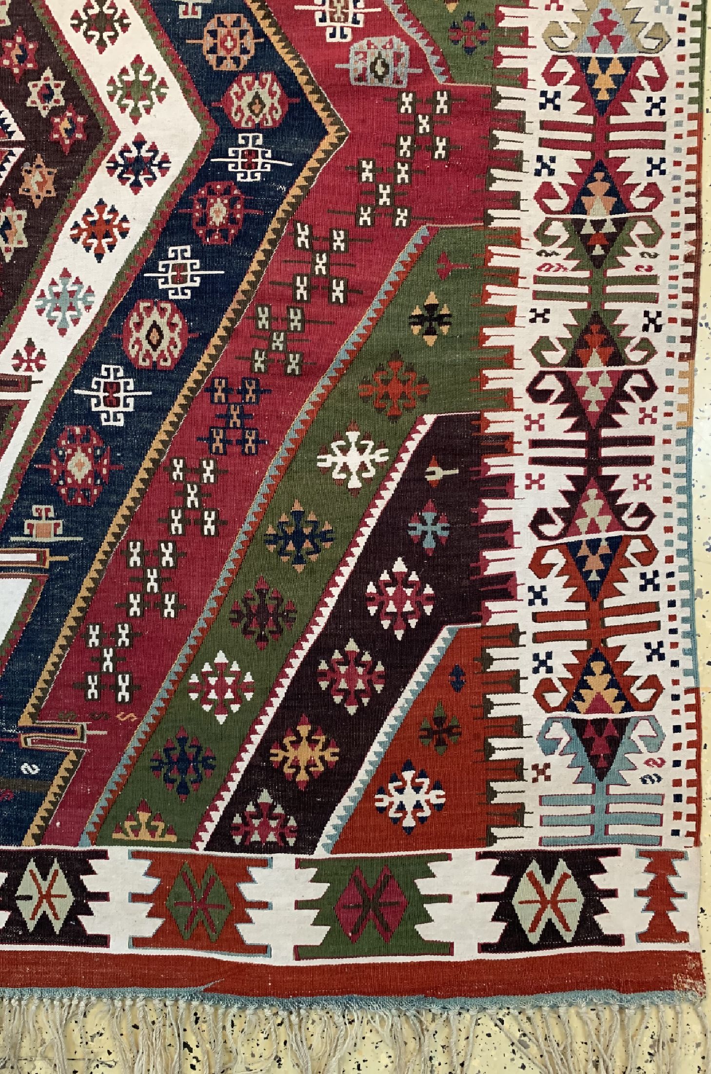 Detail a: Aydin Kelim antik, Türkei, um 1900, Wolle auf Wolle, ca. 465 x 165 cm, EHZ: 2
