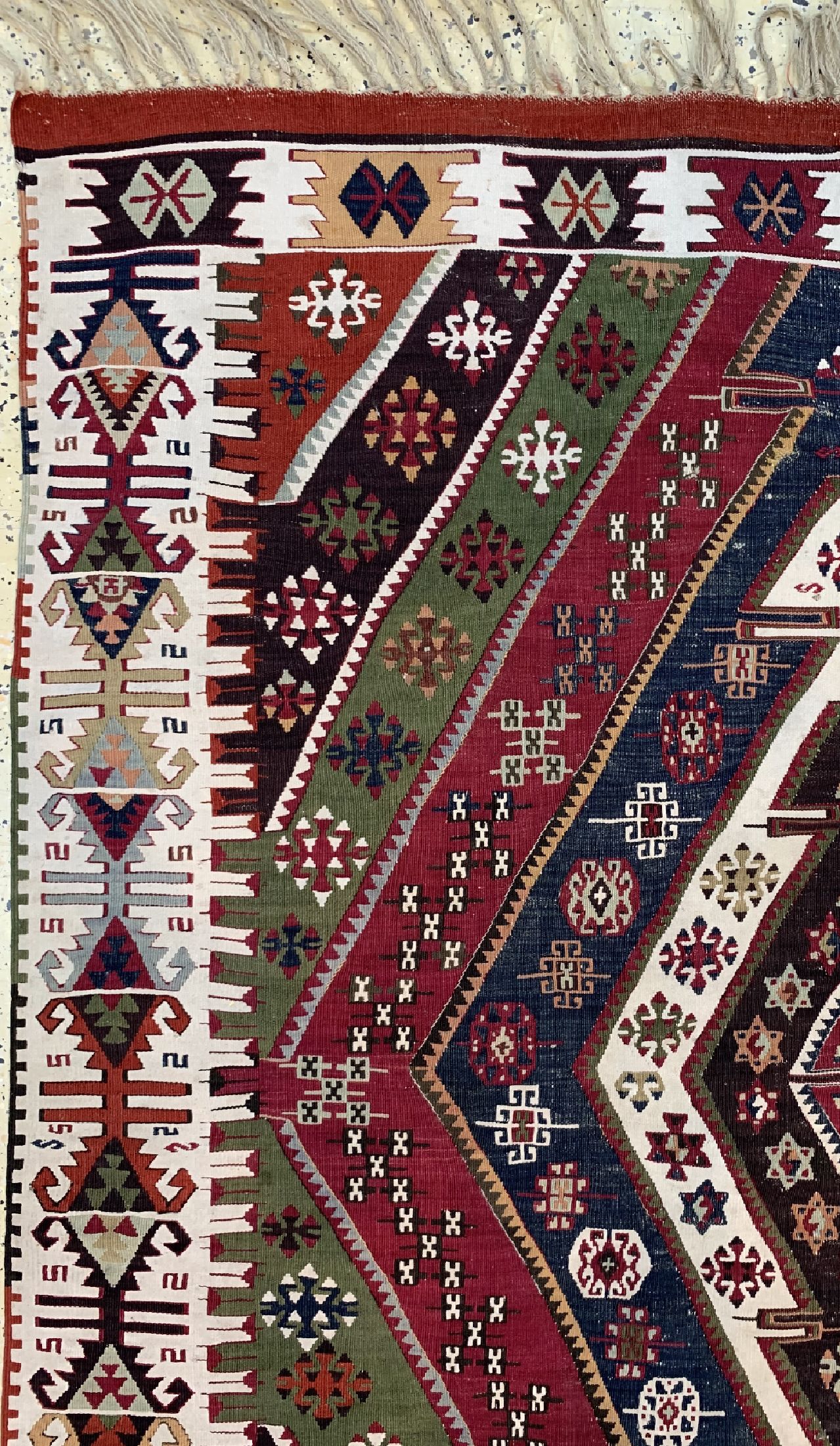 Detail e: Aydin Kelim antik, Türkei, um 1900, Wolle auf Wolle, ca. 465 x 165 cm, EHZ: 2