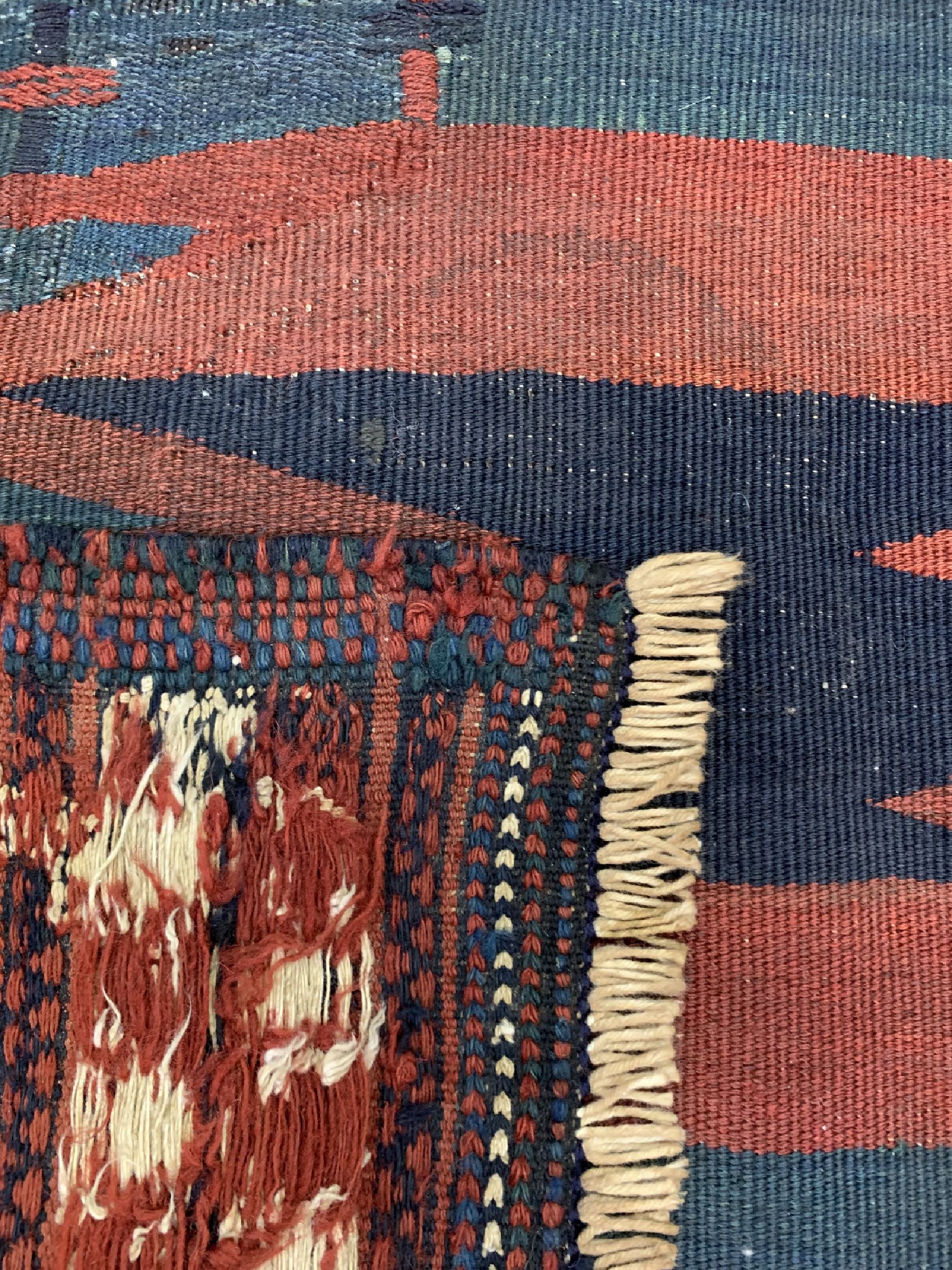 Detail d: Nomaden Sofreh antik, Persien, um 1900, Wolle auf Wolle, ca. 96 x 110 cm, EHZ: 2(restauriert)