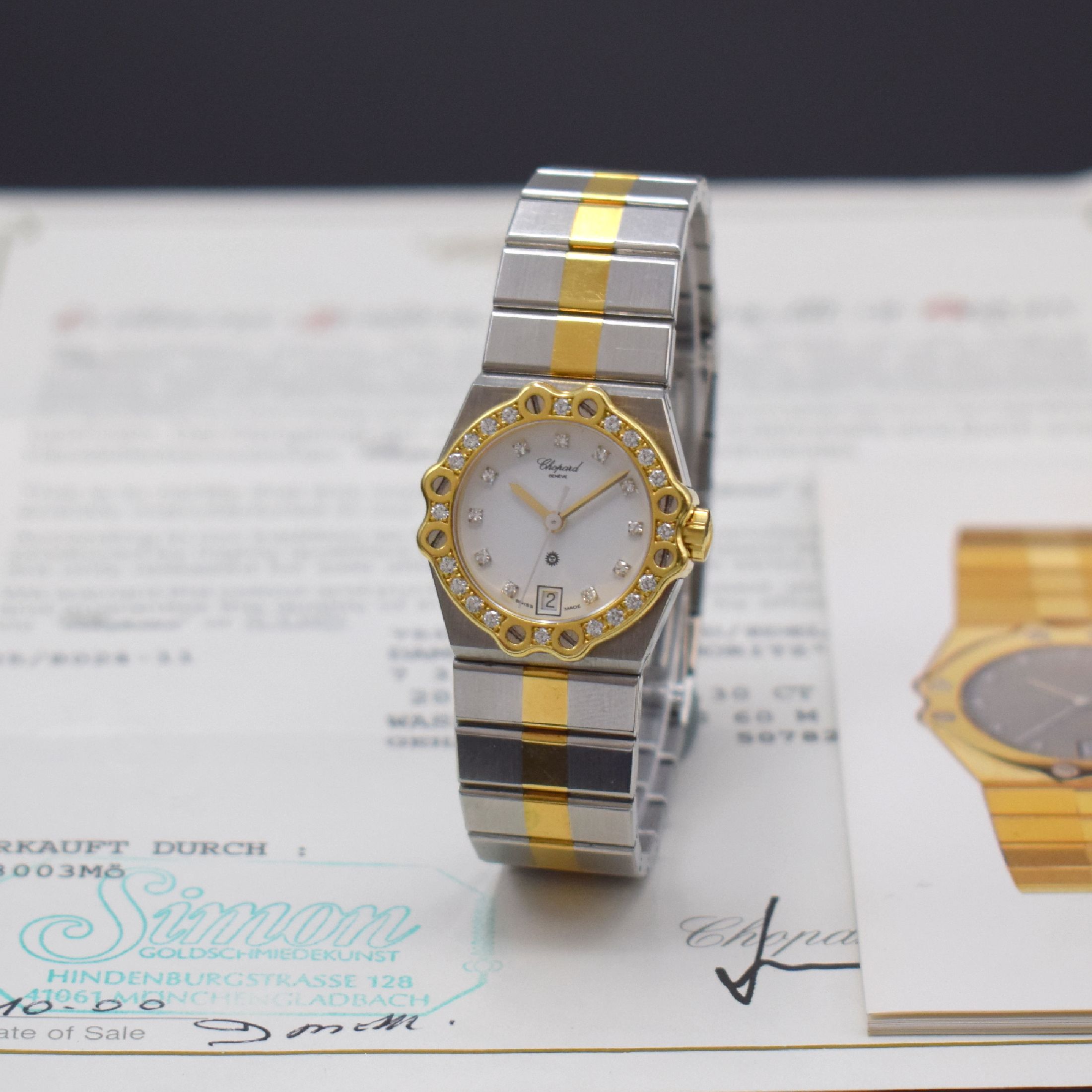 CHOPARD Damenarmbanduhr Model St. Moritz Referenz 25/8024-11, Edelstahl/Gold kombiniert inkl. Gliederband m. dopp. Faltschl., 8-fach verschr. ...