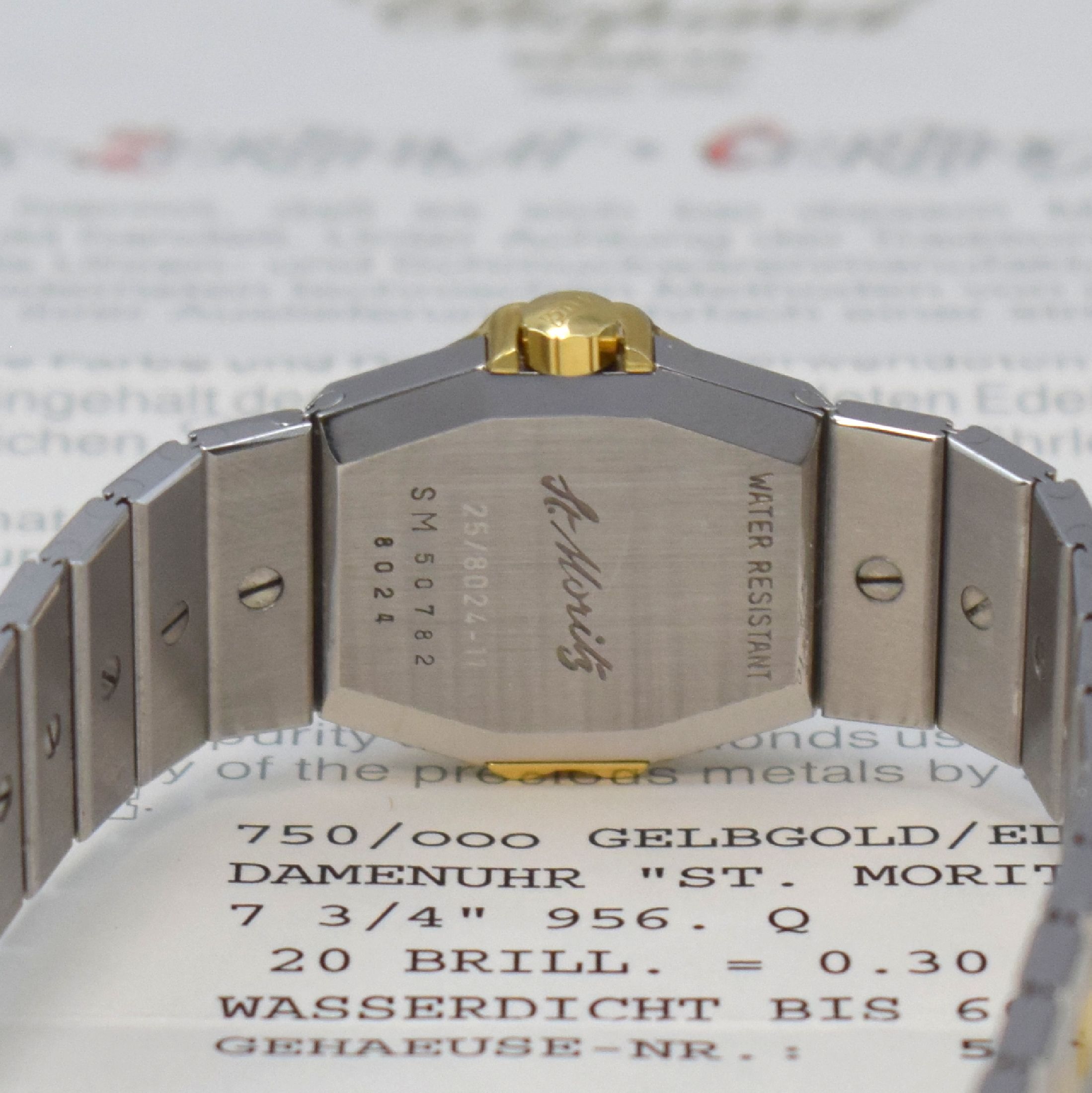 Detail d: CHOPARD Damenarmbanduhr Model St. Moritz Referenz 25/8024-11, Edelstahl/Gold kombiniert inkl. Gliederband m. dopp. Faltschl., 8-fach verschr. ...