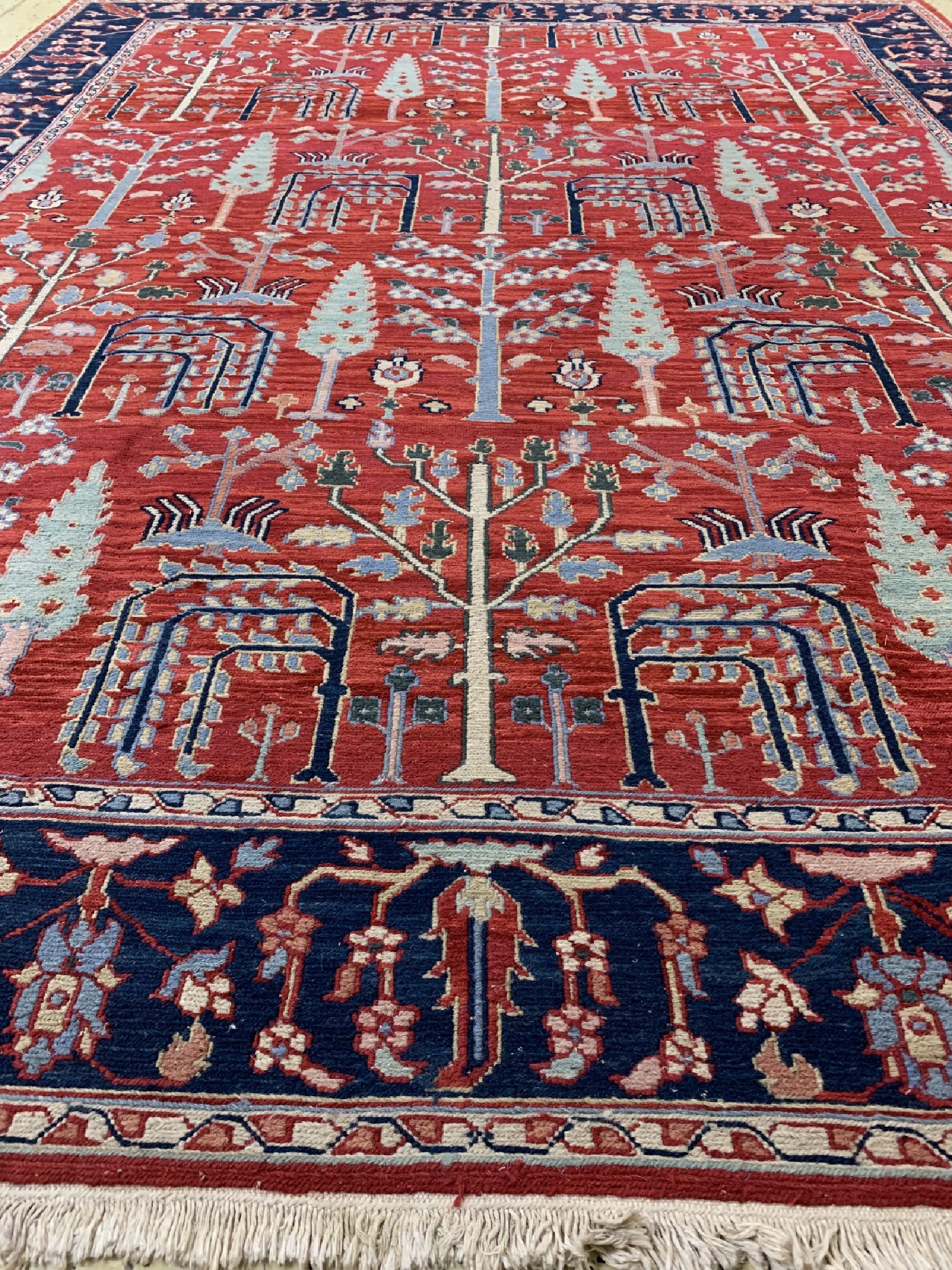 Detail d: Sumakh, Indien, ca. 40 Jahre, Wolle auf Baumwolle, ca. 303 x 240 cm, EHZ: 2