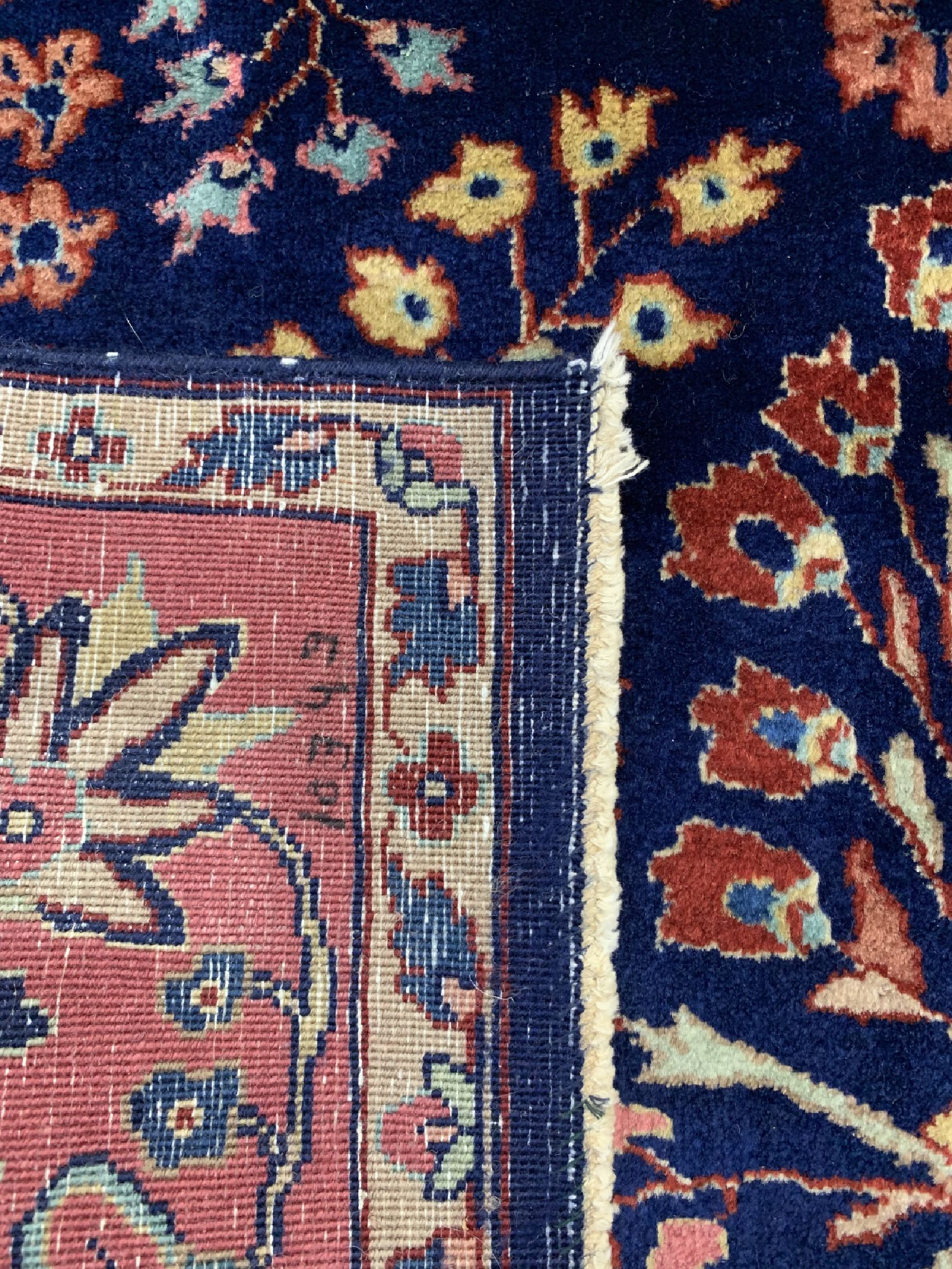 Detail d: Sarogh Mohajeran fein, Indien, ca. 40 Jahre, Korkwolle auf Baumwolle, ca. 177 x 120 cm, EHZ: 2