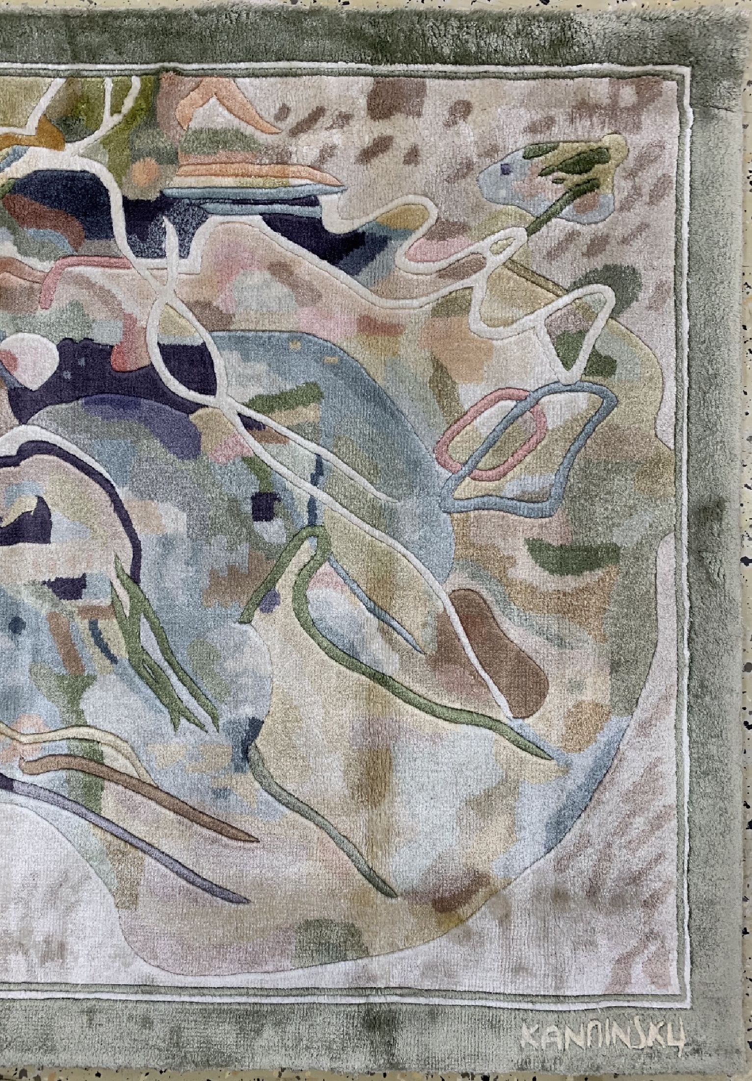 Detail d: 2 Lots China Seide, ca. 50 Jahre, reine Naturseide, ca. 155 x 92 cm, (Kandinski ca. 112 x 80 cm), EHZ: 1-2