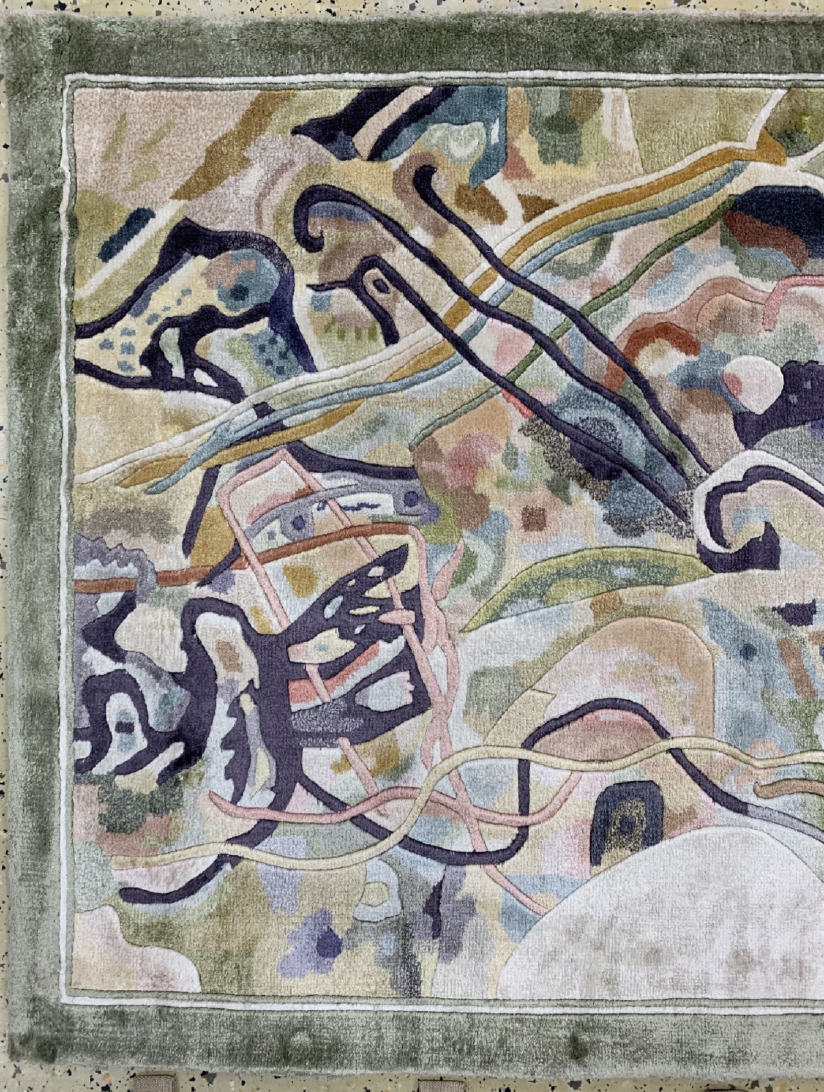 Detail e: 2 Lots China Seide, ca. 50 Jahre, reine Naturseide, ca. 155 x 92 cm, (Kandinski ca. 112 x 80 cm), EHZ: 1-2
