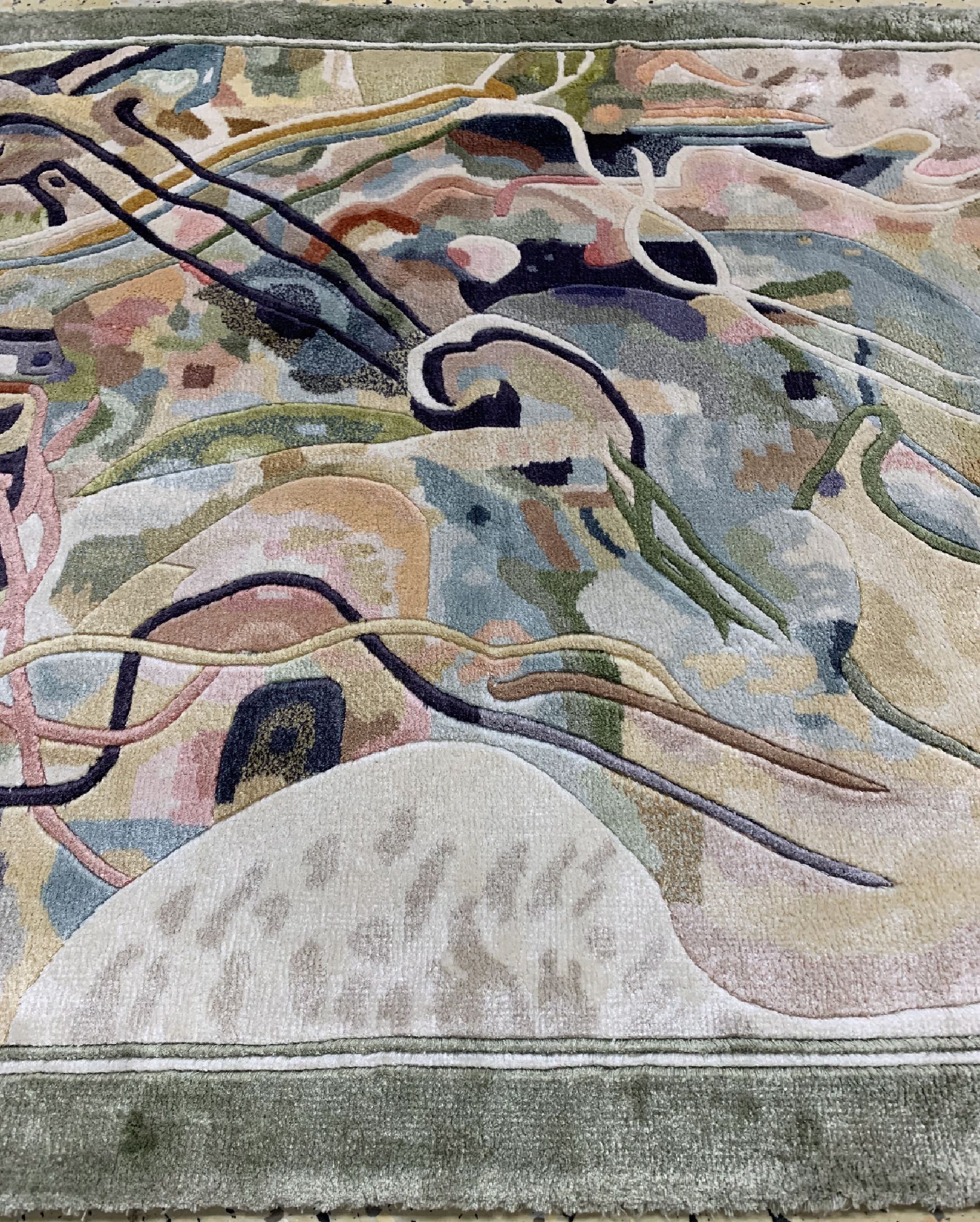 Detail f: 2 Lots China Seide, ca. 50 Jahre, reine Naturseide, ca. 155 x 92 cm, (Kandinski ca. 112 x 80 cm), EHZ: 1-2