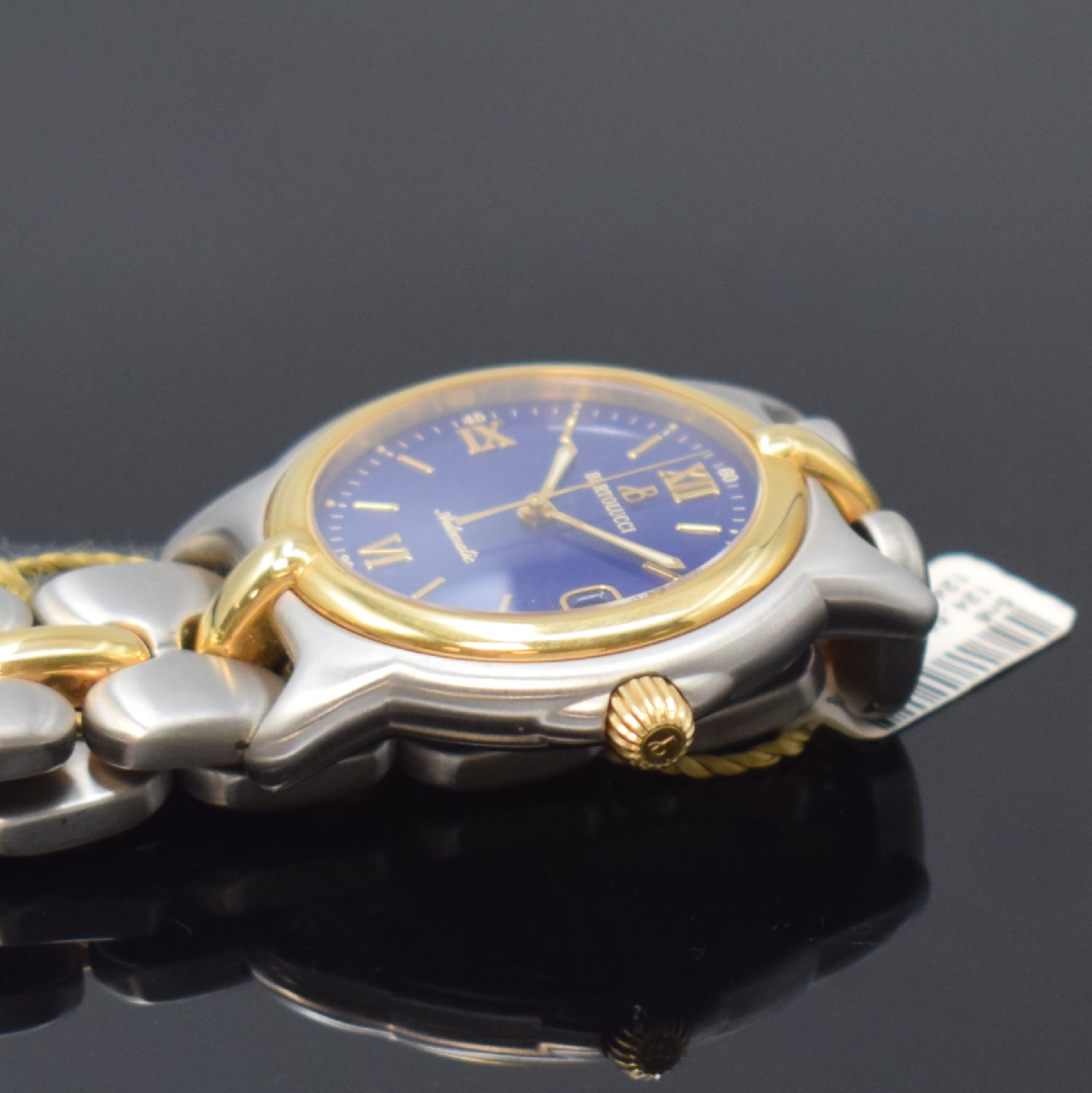 Detail c: BERTOLUCCI Herrenarmbanduhr Serie Pulchra Referenz 124 49 B,, Schweiz um 2000, Automatik, Edelstahl/Gold kombiniert inkl. Gliederband m. Faltschl., ...
