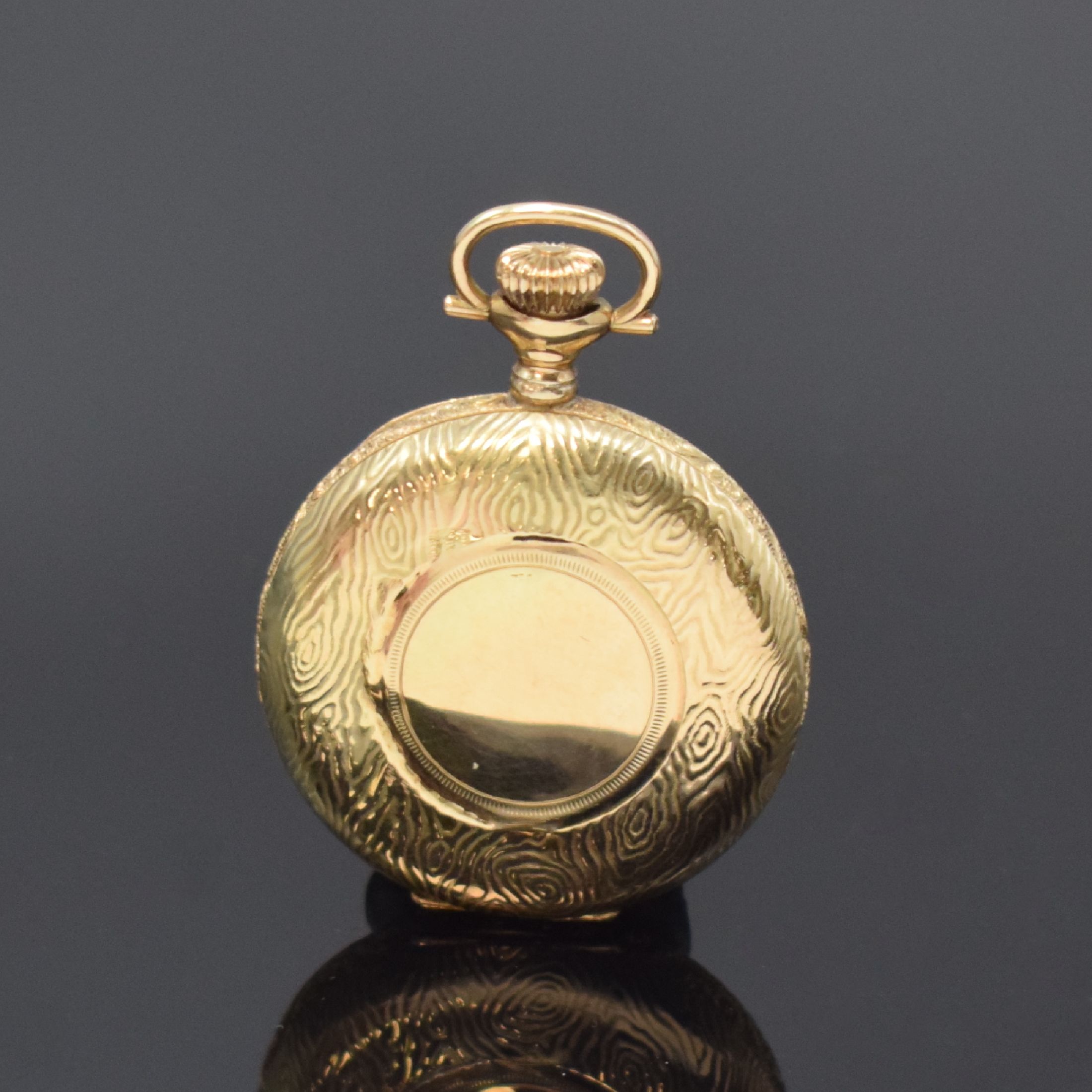 Detail b: IMPERIAL / BUREN WATCH kleine Savonette in GG 585/000, Schweiz um 1920, 3 Deckel-Goldgeh.floral grav., grav. Sprung- u. Rückdeckel (m. Monogramm), ...