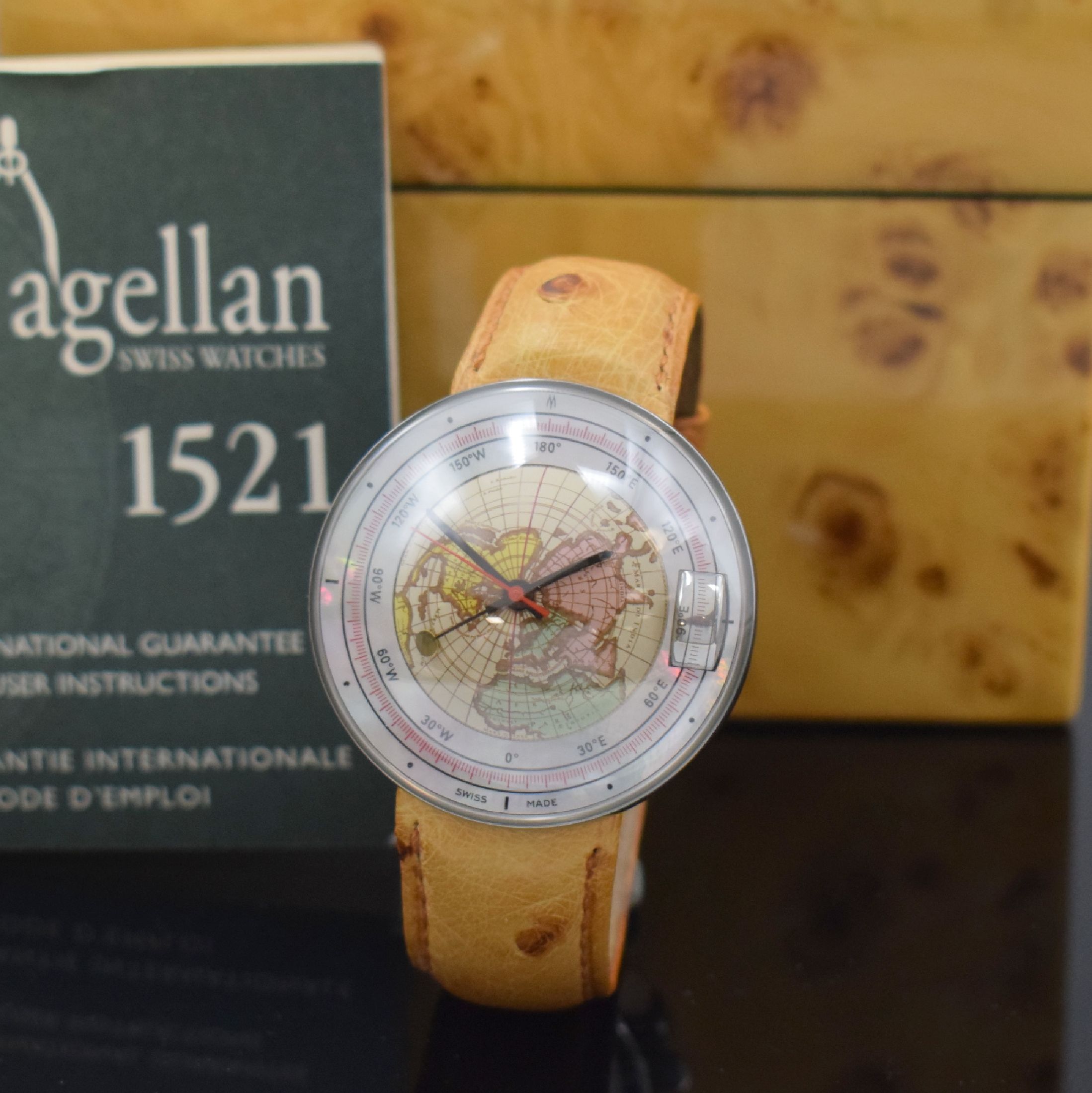 MAGELLAN seltene Herrenarmbanduhr "1521" Northern Hemisphere, Schweiz um 2000, Automatik, Edelstahlgeh. inkl. orig. Lederband m. orig. ...