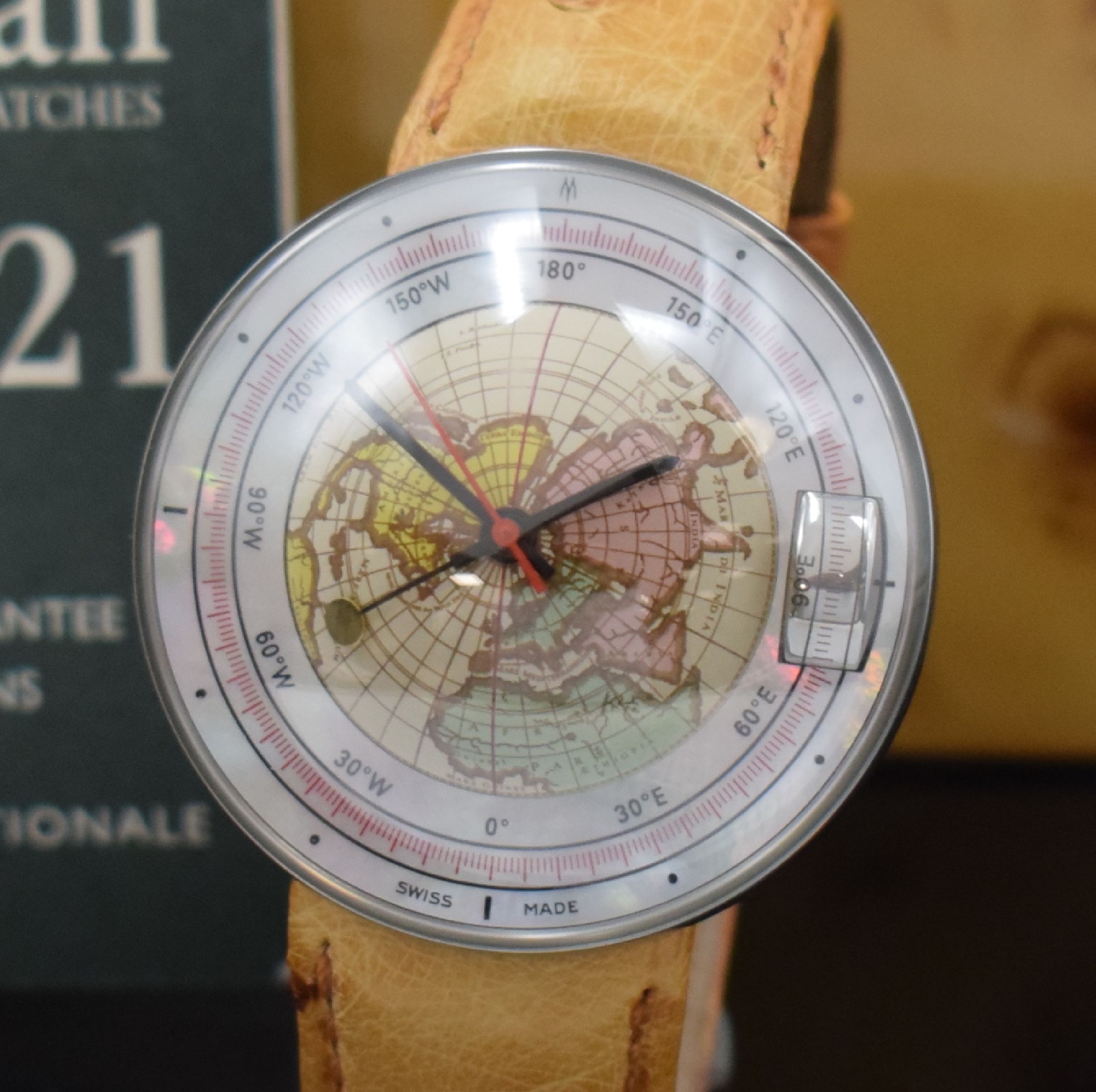 Detail a: MAGELLAN seltene Herrenarmbanduhr "1521" Northern Hemisphere, Schweiz um 2000, Automatik, Edelstahlgeh. inkl. orig. Lederband m. orig. ...