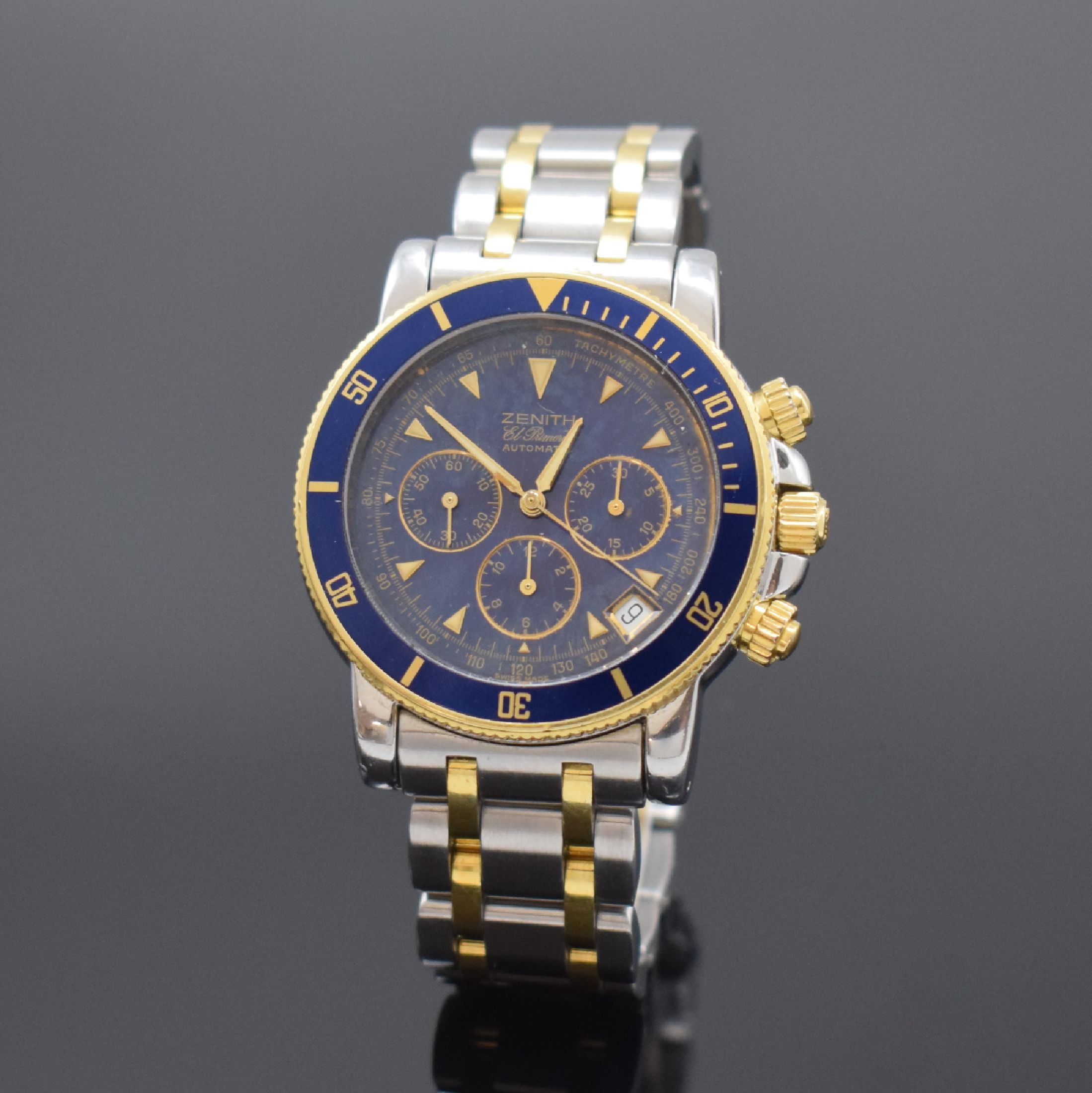 ZENITH Armbandchronograph El Primero Rainbow Referenz 53-0370-400, Schweiz um 1995, Automatik, Edelstahl/Gold komb. inkl. orig. Gliederband m. dopp. ...