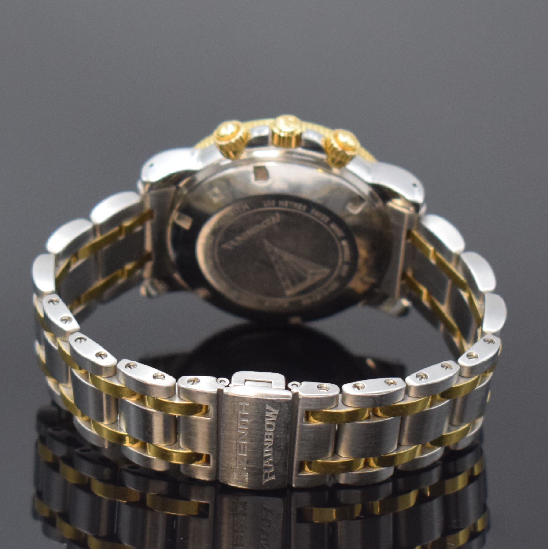 Detail b: ZENITH Armbandchronograph El Primero Rainbow Referenz 53-0370-400, Schweiz um 1995, Automatik, Edelstahl/Gold komb. inkl. orig. Gliederband m. dopp. ...