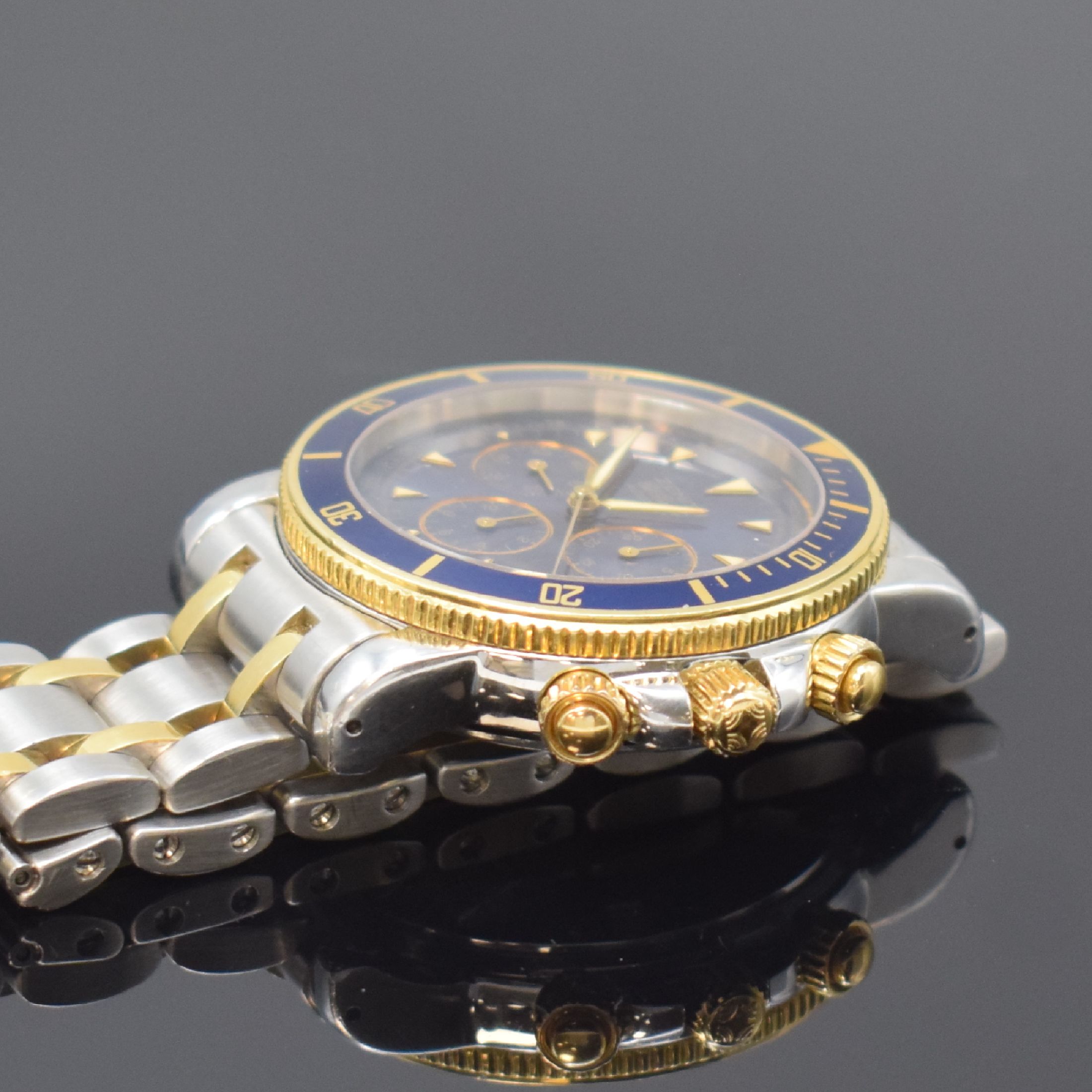 Detail c: ZENITH Armbandchronograph El Primero Rainbow Referenz 53-0370-400, Schweiz um 1995, Automatik, Edelstahl/Gold komb. inkl. orig. Gliederband m. dopp. ...