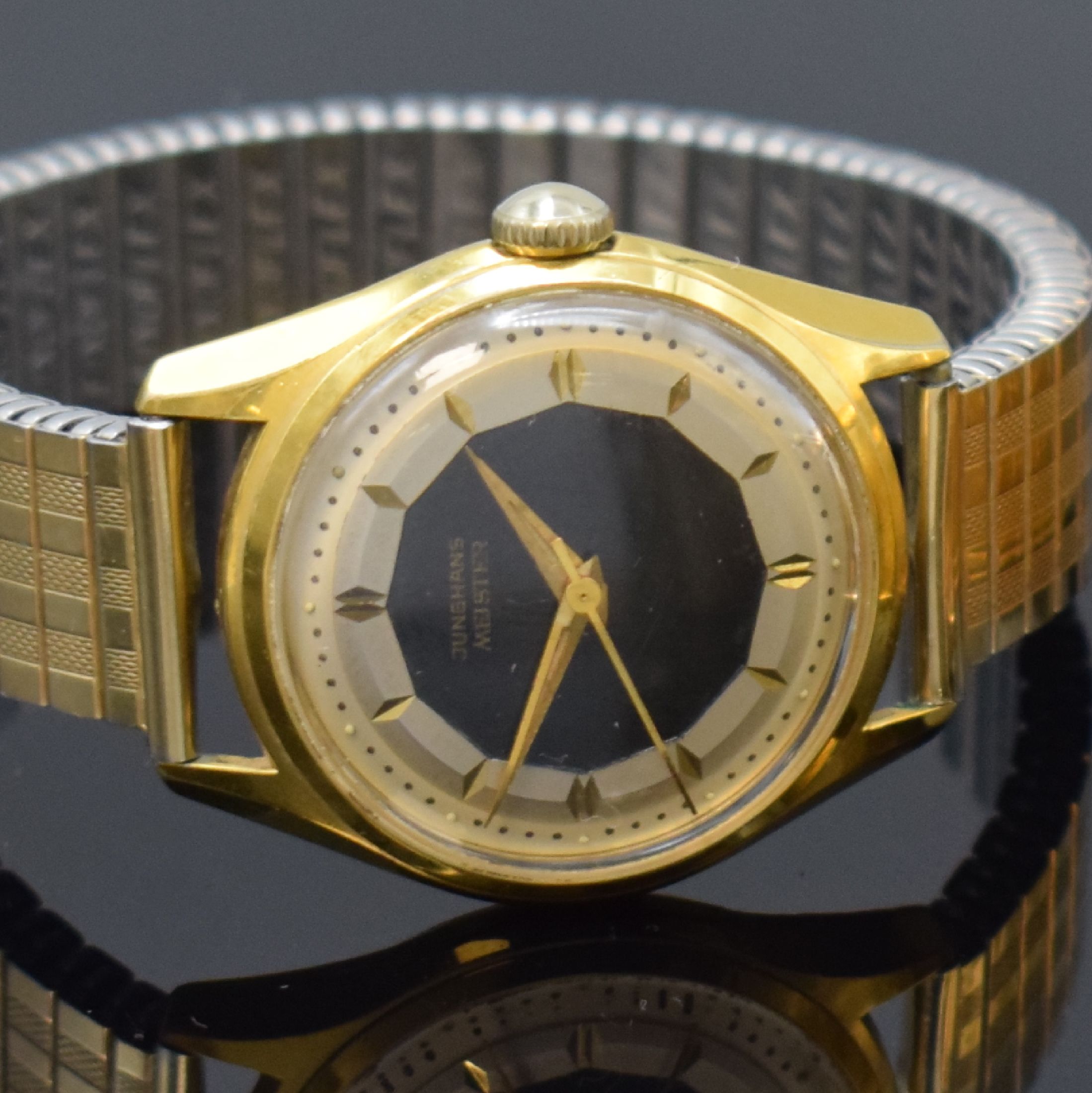 Detail b: JUNGHANS Meister und GLASHÜTTE Spezimatic 2 Armbanduhren, Deutschland um 1960/1975, beide verg. Flexbänder, 1) Glashütte Spezimatic, Automatik, ...