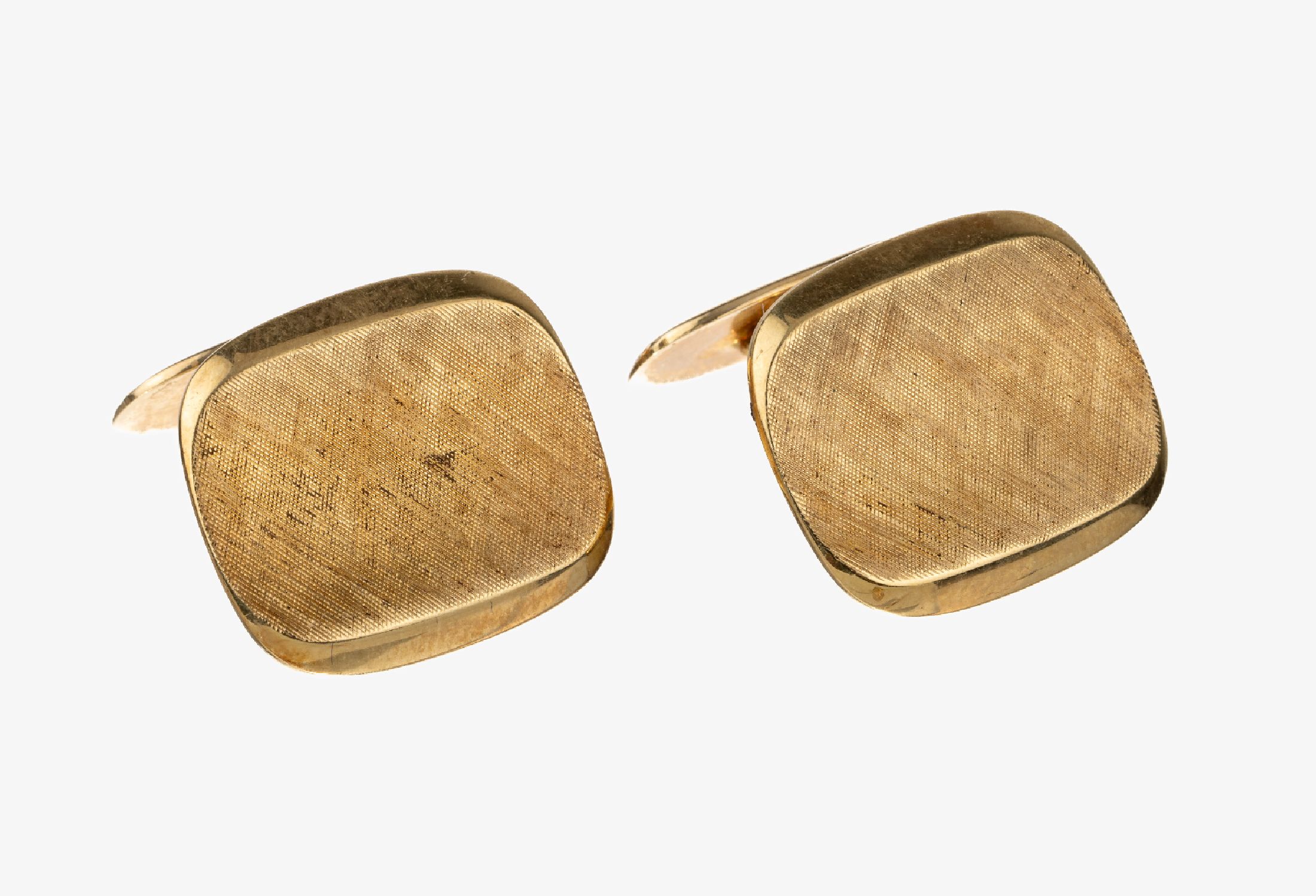 Paar 14 kt Gold Manschettenknöpfe, GG 585/000, sat., ca. 14.5 g