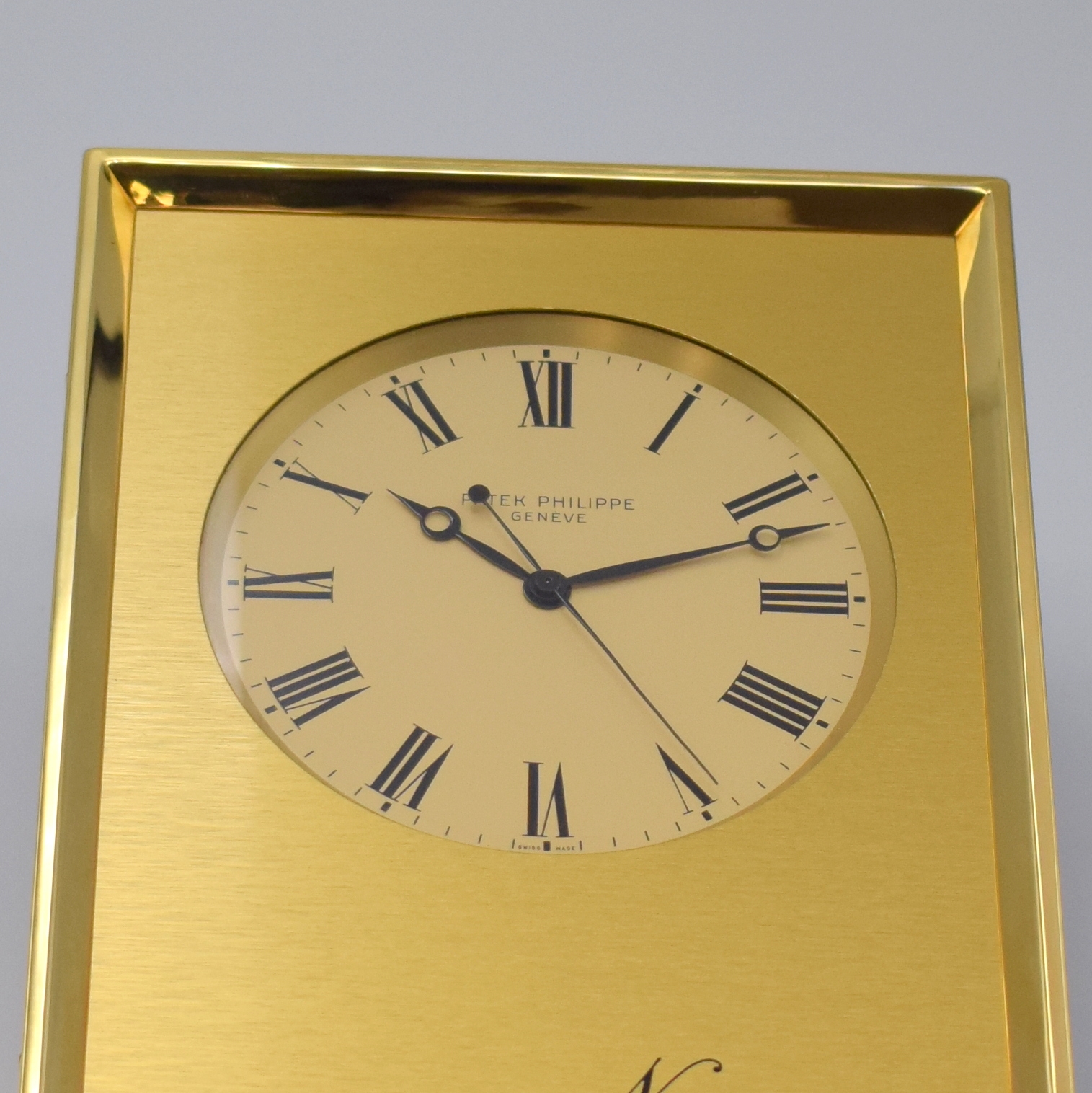 Detail c: PATEK PHILIPPE Naviquartz seltene Präzisionstischuhr Referenz E1200 in verglaster original Mahagoni-Box, Schweiz 1975, schwarz lackiertes Geh., ...