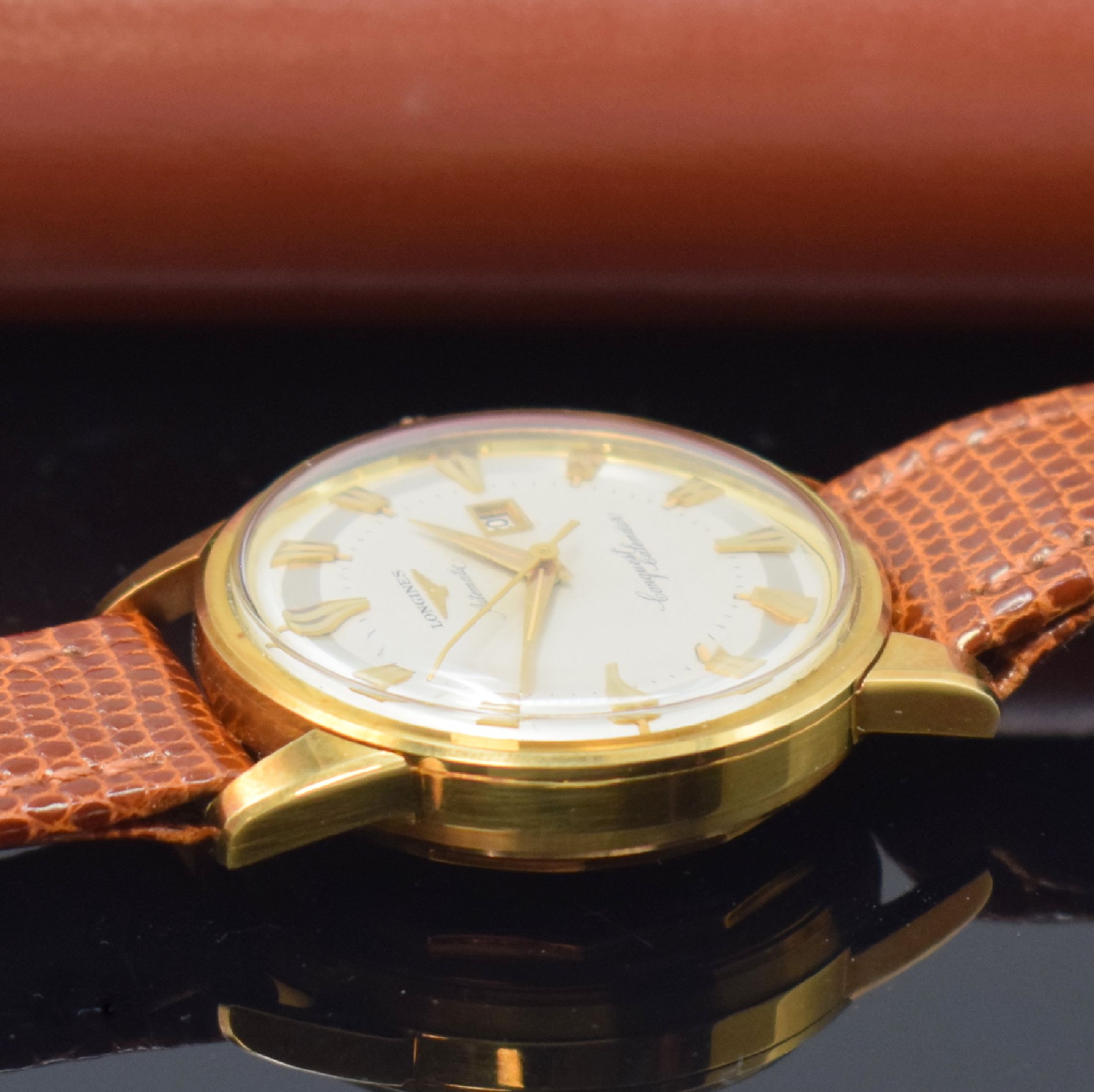 Detail e: LONGINES nahezu neuwertige Herrenarmbanduhr Conquest Calendar in GG 750/000 Referenz 9005 23 mit original Etui und Papieren, Automatik, Schweiz um ...
