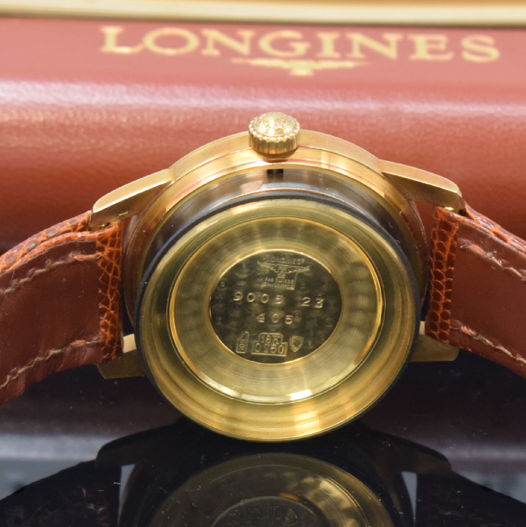 Detail i: LONGINES nahezu neuwertige Herrenarmbanduhr Conquest Calendar in GG 750/000 Referenz 9005 23 mit original Etui und Papieren, Automatik, Schweiz um ...