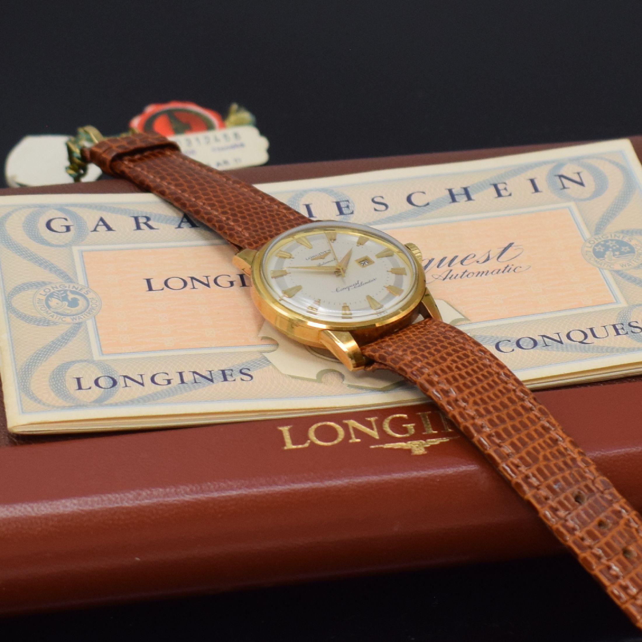 Detail j: LONGINES nahezu neuwertige Herrenarmbanduhr Conquest Calendar in GG 750/000 Referenz 9005 23 mit original Etui und Papieren, Automatik, Schweiz um ...