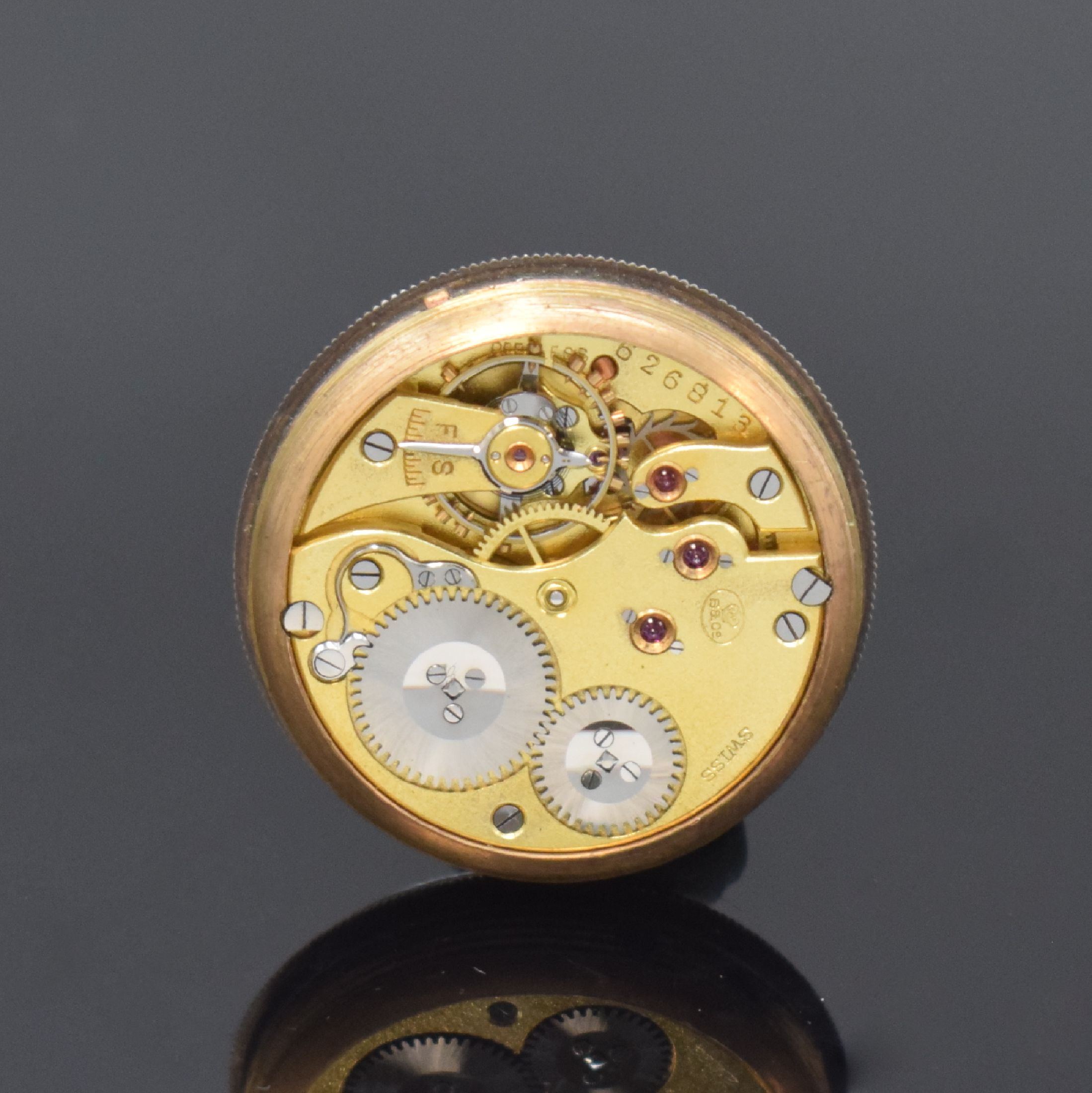 Detail f: IWC / Frodsham / Stauffer & Co. frühe Herrenarmbanduhr, Handaufzug, Schweiz um 1916, verschr. Sterlingsilbergeh. von F. Borgel, schwarzes Zifferbl. ...