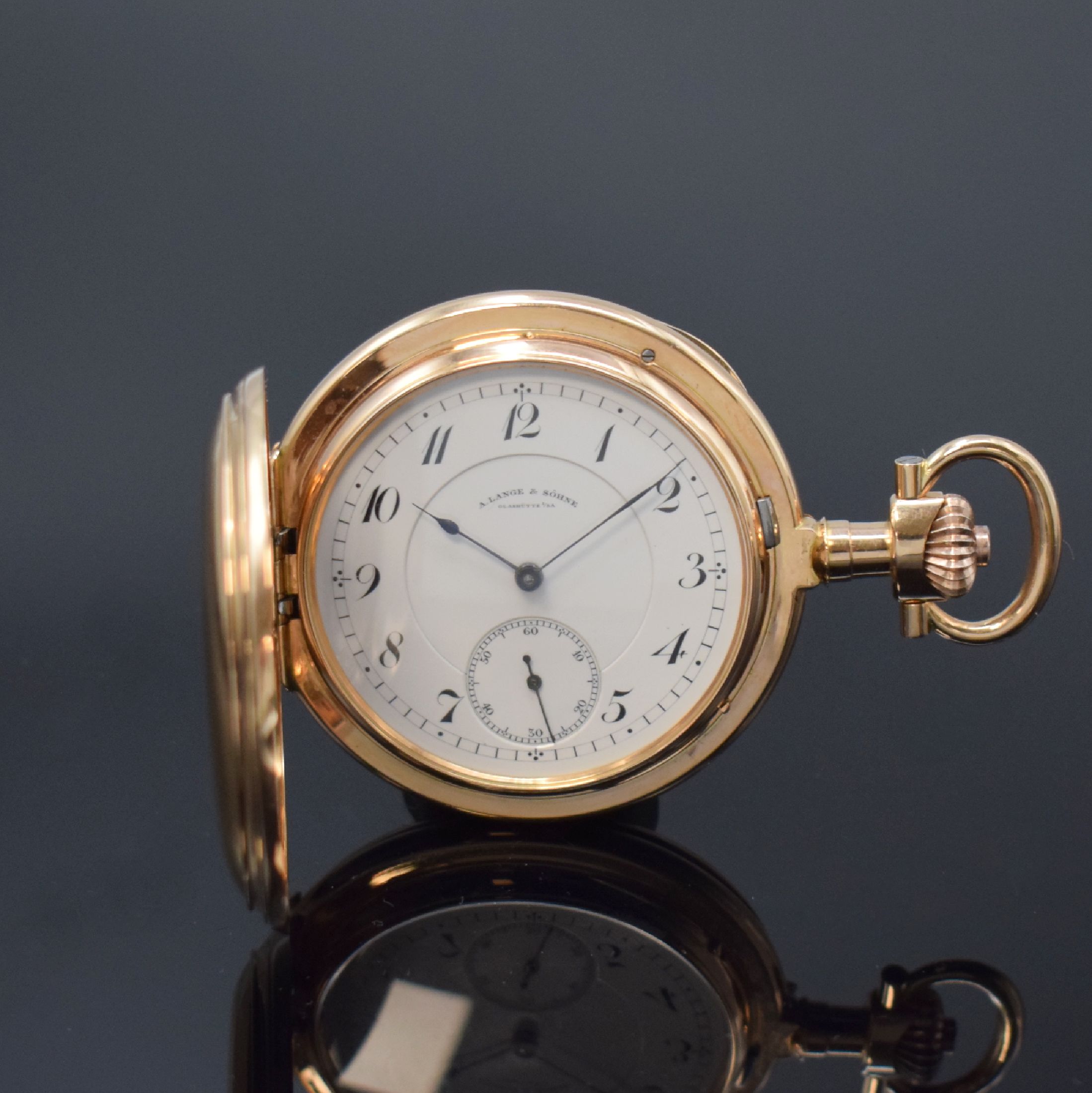 A. LANGE & SÖHNE Ankerchronometerwerk in 1 a Qualität Nr. 14880 im neutralen RoseG 750/000 Savonette-Gehäuse, Deutschland um 1880, schweres ...