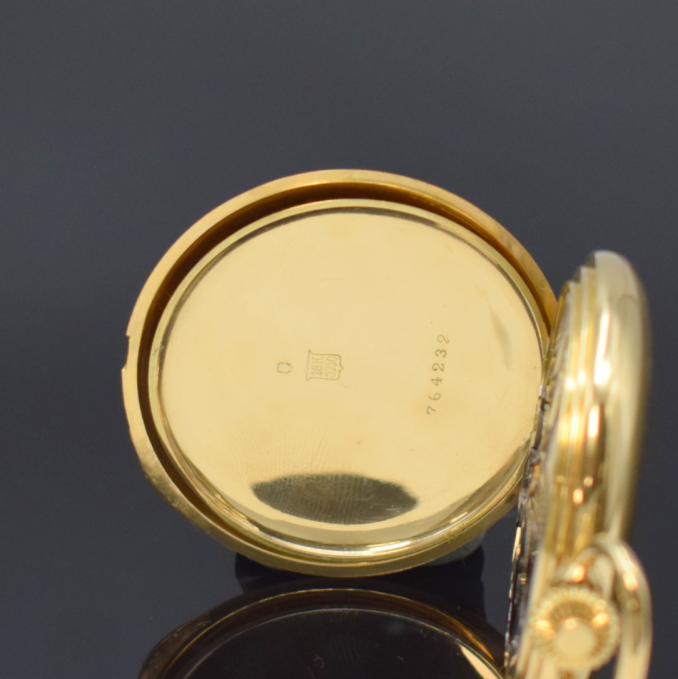 Detail f: IWC / FRANCISCO J. FRECCERO MONTEVIDEO Savonette Herrentaschenuhr in GG 750/000 Kaliber 66, Schweiz um 1920, guill. 3 Deckel Goldgeh., Sprungdeckel ...
