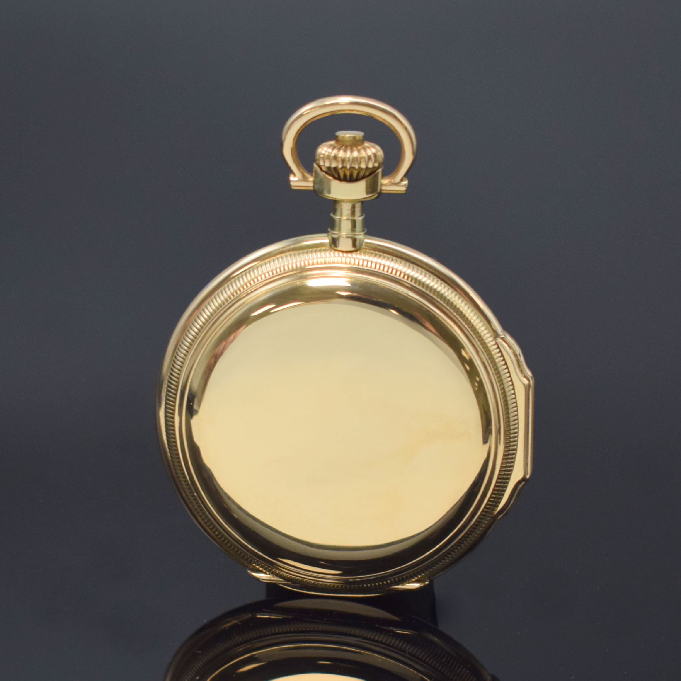 Detail b: J. ASSMANN Glashütte I/Sachsen Savonette in GG 585/000, Deutschland um 1915, glattes, gestuftes 3-Deckel Goldgeh. m. großem Außenscharnier, ...