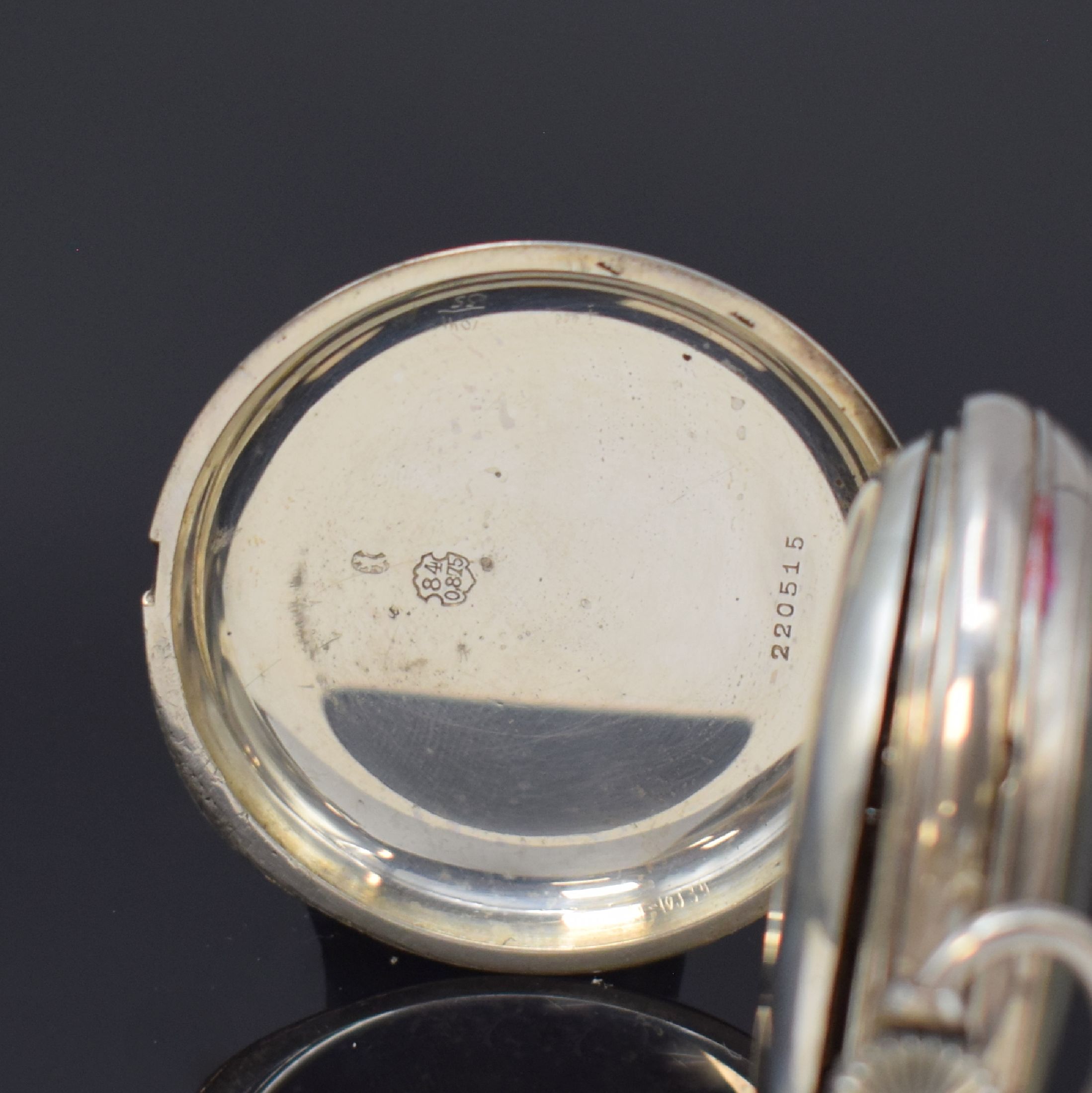 Detail b: Frühes IWC Taschenuhrwerk Kaliber 53 alt, Schweiz um 1890, Werknr. 50868, glattes, neutr. 875er Silbergeh., mattverg. 2/3 Platinenw., verschr. ...