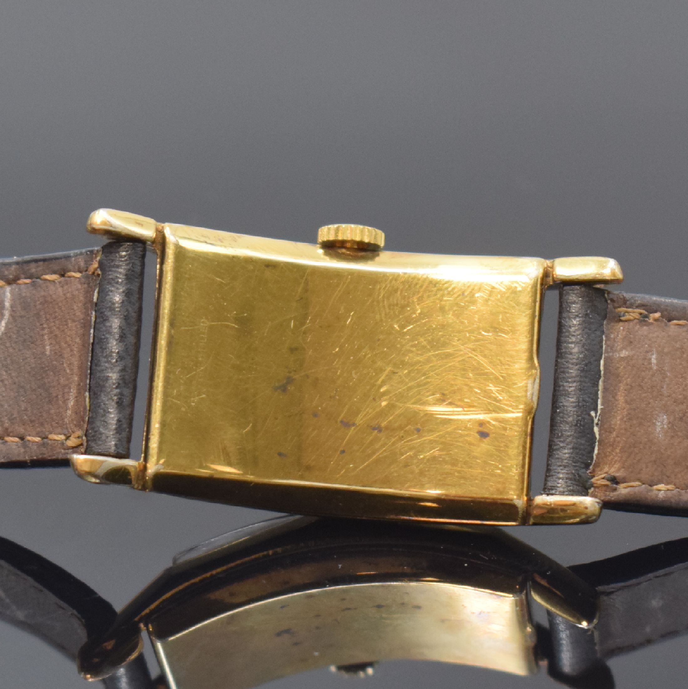 Detail c: GRUEN Curvex Precision Armbanduhr, Handaufzug, Schweiz für USA 1940er Jahre, 2- teil. 10k Gold Filled Geh., Boden aufgedr., silb. Zifferbl. m. arab. ...