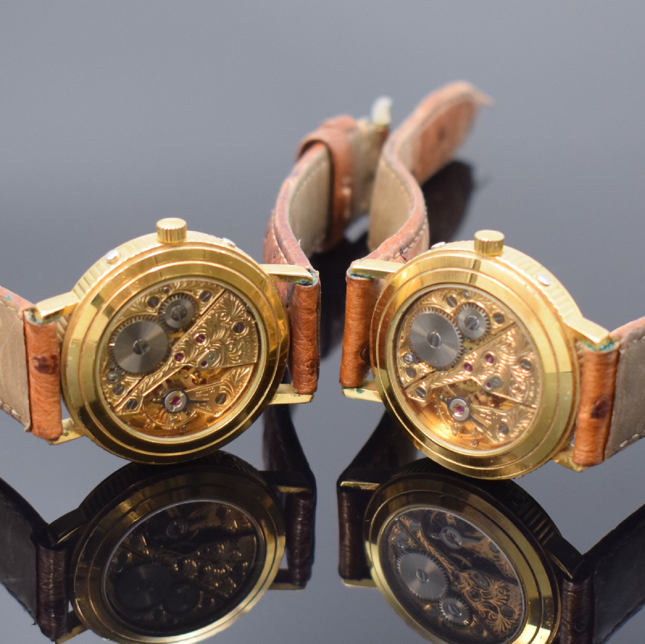 Detail c: BENEDICT Super De Luxe 2 Herrenarmbanduhren mit Vollkalender inklusive Mondphase, Schweiz um 1990, Handaufzug, verg. Geh., Münzränder, beids. ...