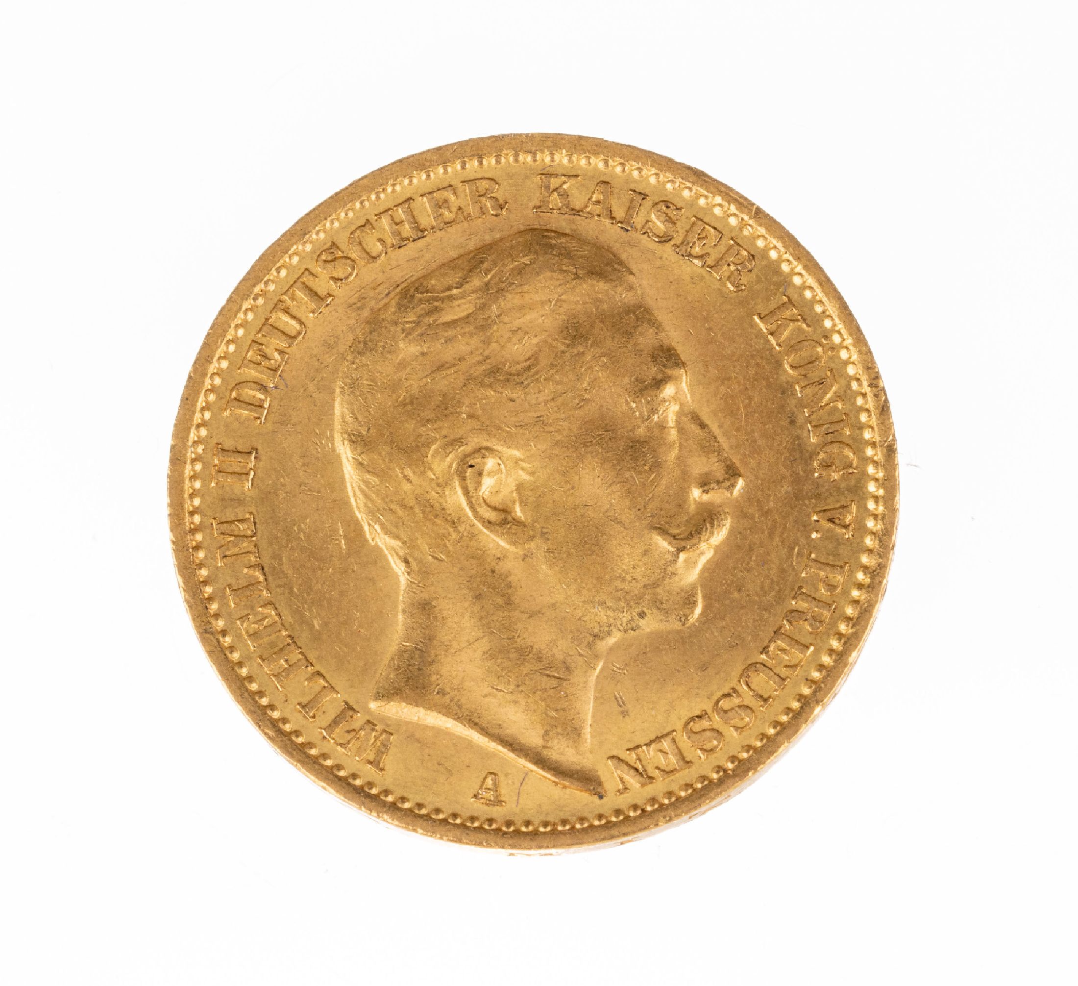 Goldmünze 20 Mark, Deutsches Reich 1909, Wilhelm II Deutscher Kaiser König von Preußen