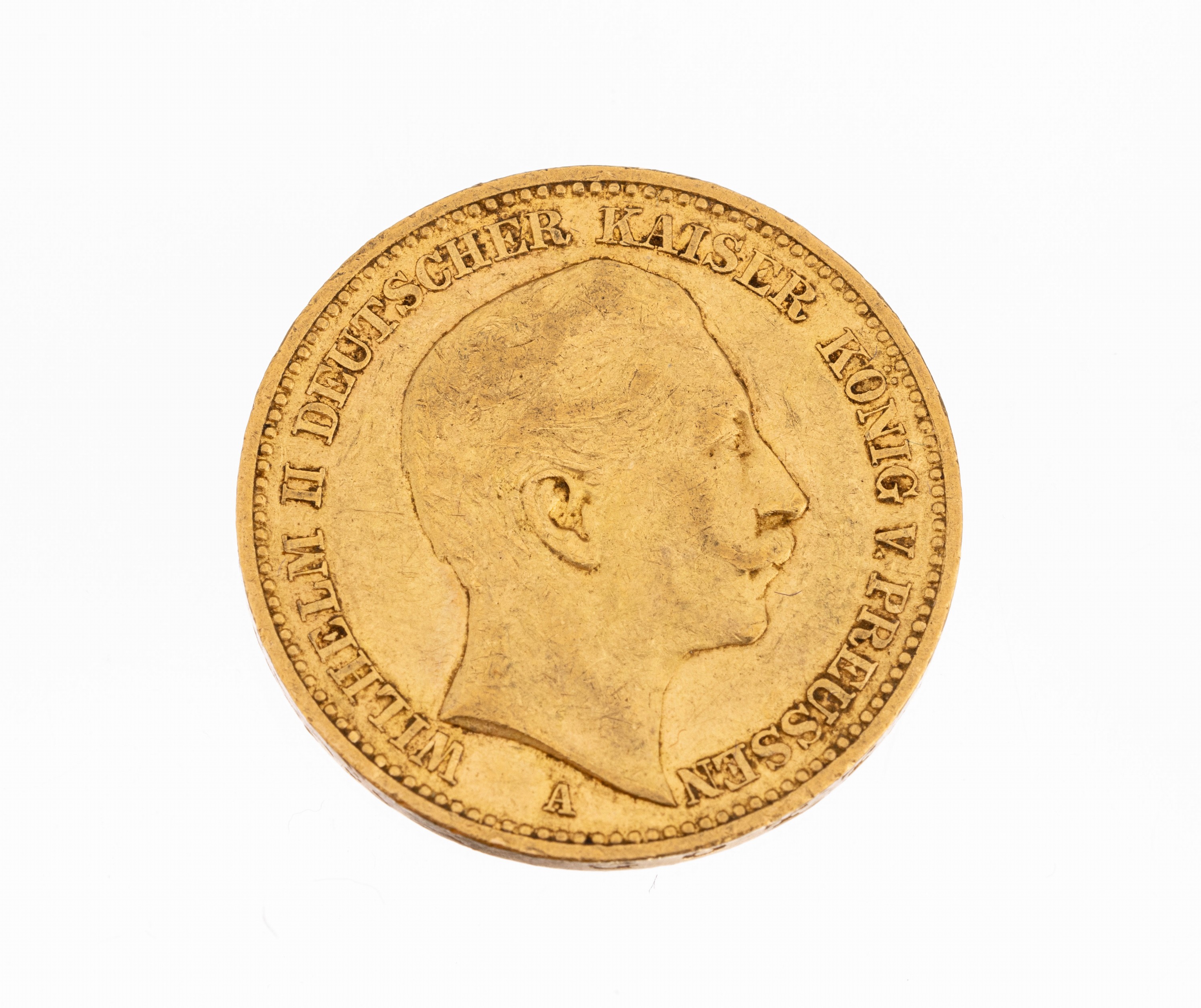 Goldmünze 20 Mark, Deutsches Reich 1892, Wilhelm II. Deutscher Kaiser König von Preussen