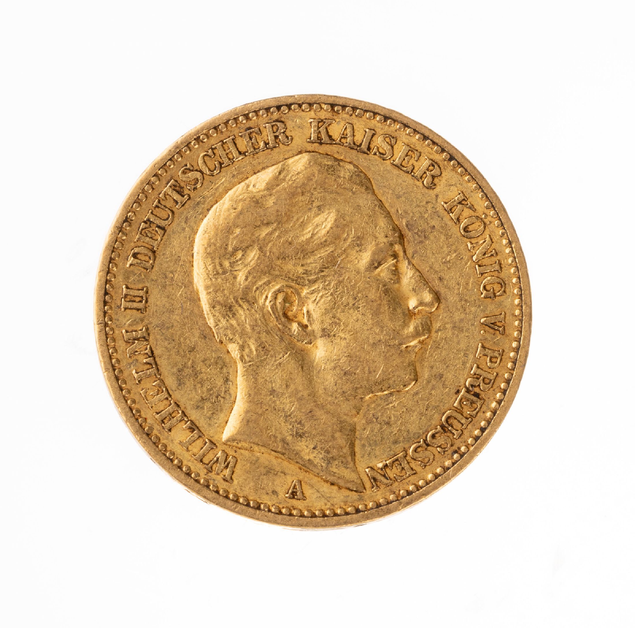 Goldmünze 20 Mark, Deutsches Reich 1890, Wilhelm II Deutscher Kaiser König von Preußen