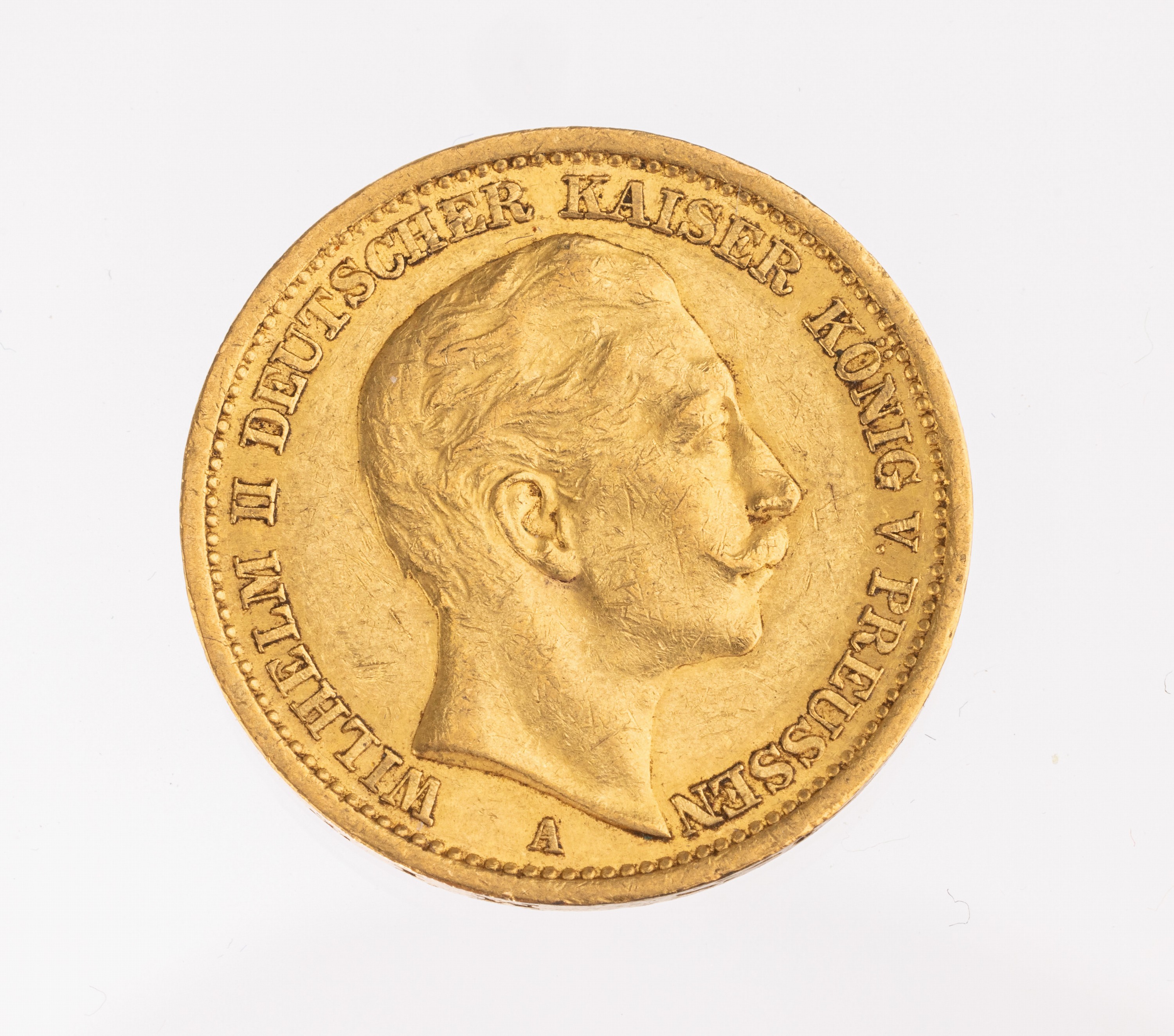 Goldmünze 20 Mark, Deutsches Reich 1907, Wilhelm II Deutscher Kaiser König von Preußen