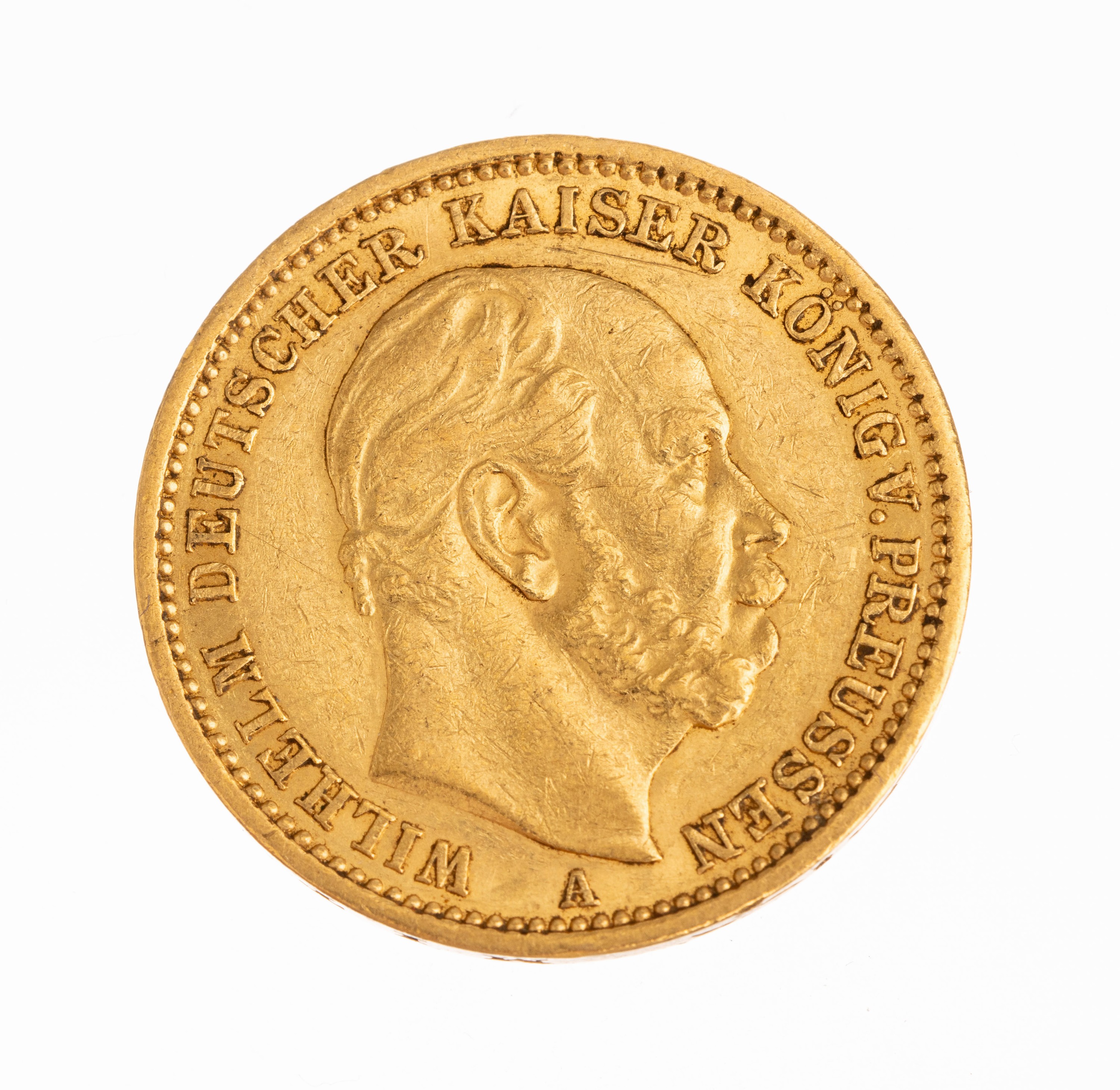 Goldmünze 20 Mark, Deutsches Reich 1875, Wilhelm Deutscher Kaiser König von Preußen