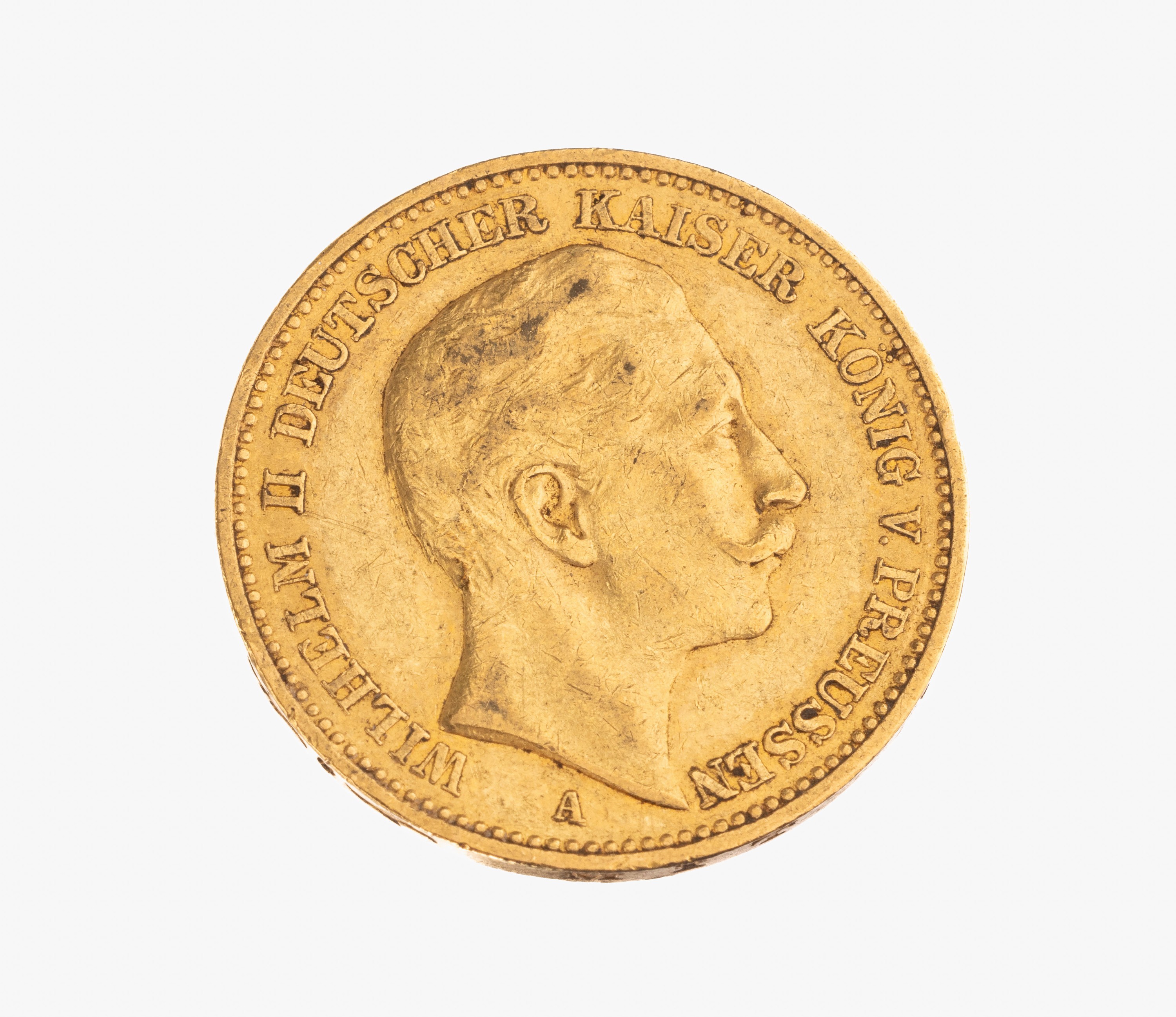 Goldmünze 20 Mark, Deutsches Reich 1895, Wilhelm II Deutscher Kaiser König von Preußen