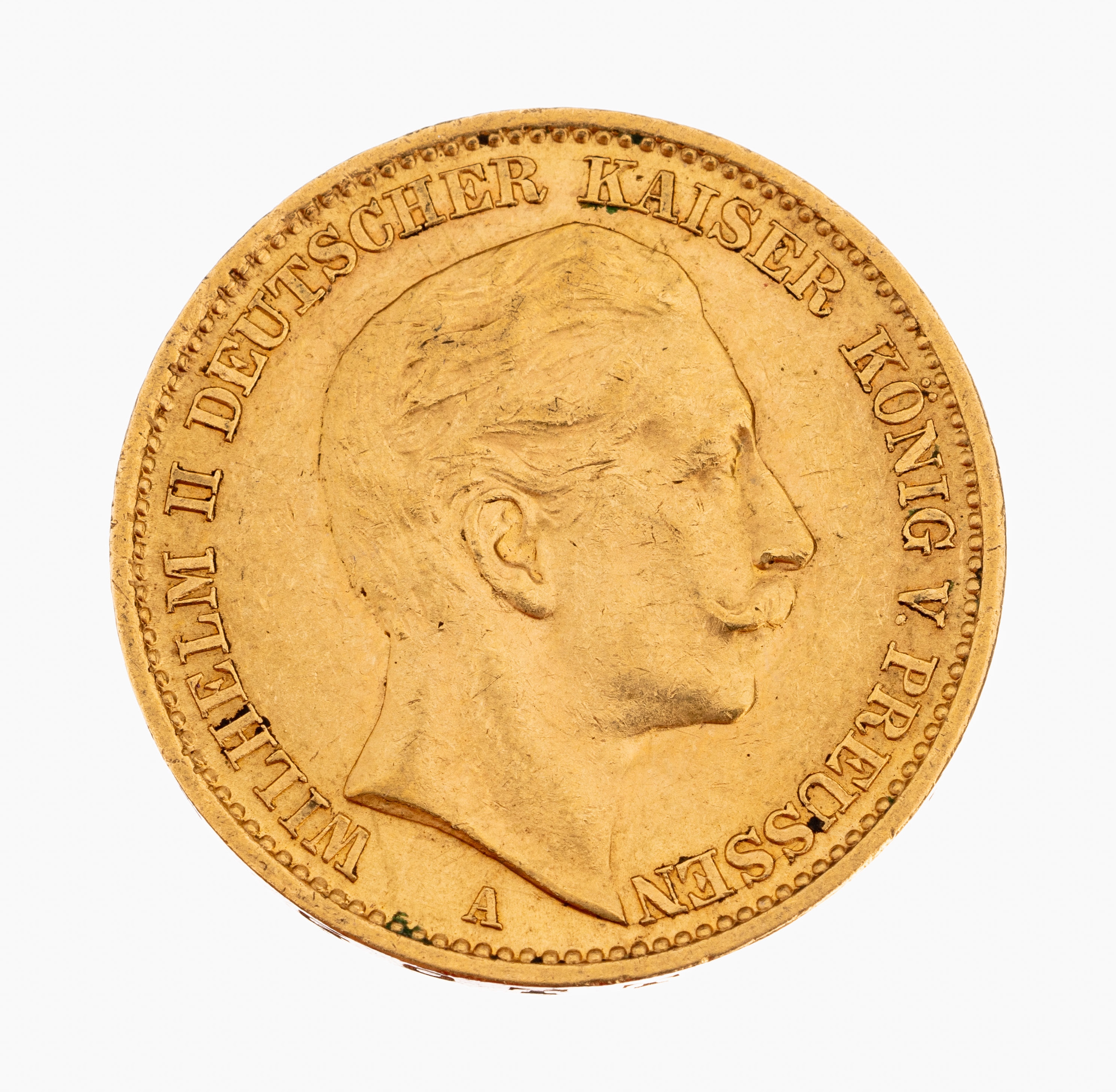 Goldmünze 20 Mark, Deutsches Reich 1910, Wilhelm II Deutscher Kaiser König von Preußen