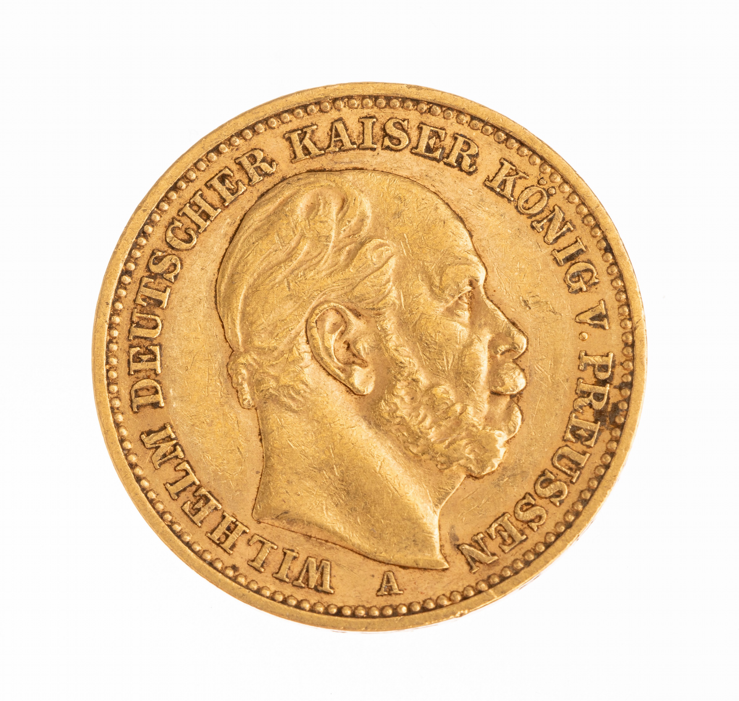 Goldmünze 20 Mark, Deutsches Reich 1887, Wilhelm Deutscher Kaiser König von Preußen