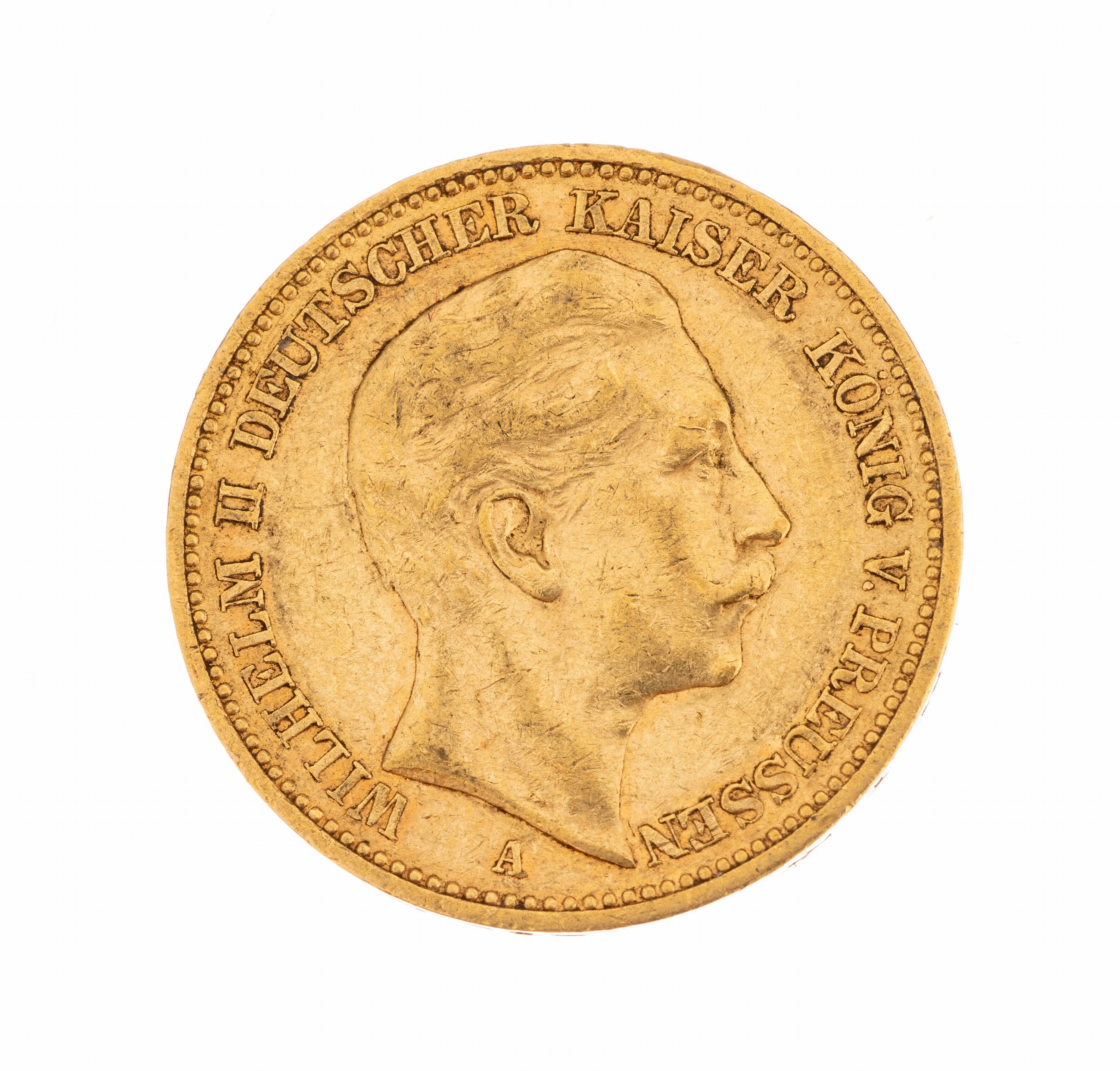 Goldmünze 20 Mark, Deutsches Reich 1889, Wilhelm II Deutscher Kaiser König von Preußen
