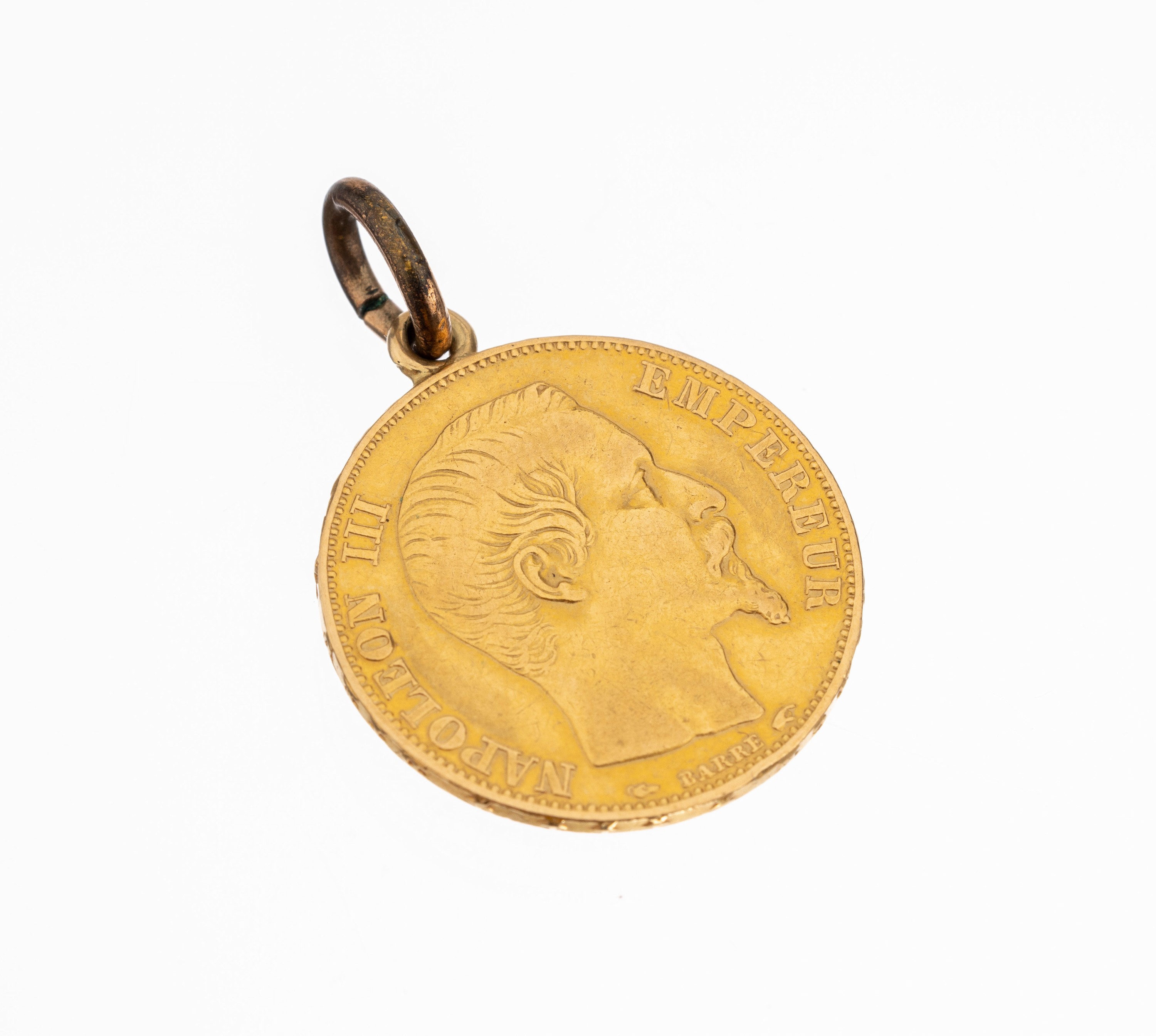 Goldmünze 20 Francs, Empire Francais 1854, gehenkelt