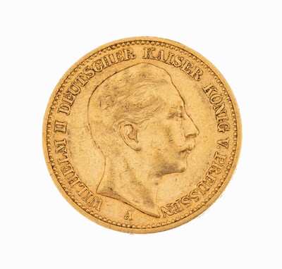 Image Gold coin 20 Mark , German Reich 1889, Wilhelm II German emperor king of Prussia