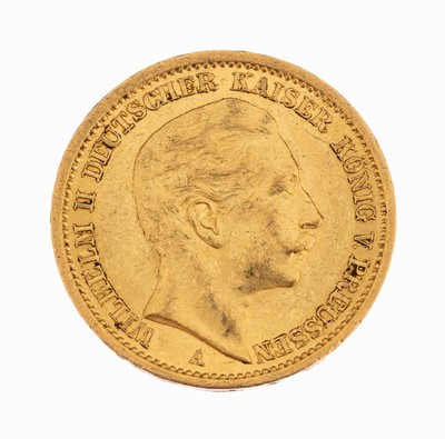 Image Gold coin, 20 Mark, German Reich 1906 , Wilhelm II German emperor king of Prussia