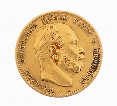 Image Gold coin 10 Mark, German Reich 1872 , Wilhelm German emperor king of Prussia