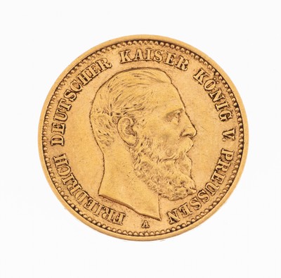 Image Goldmünze 10 Mark, Deutsches Reich 1888, Friedrich Deutscher Kaiser König von ...